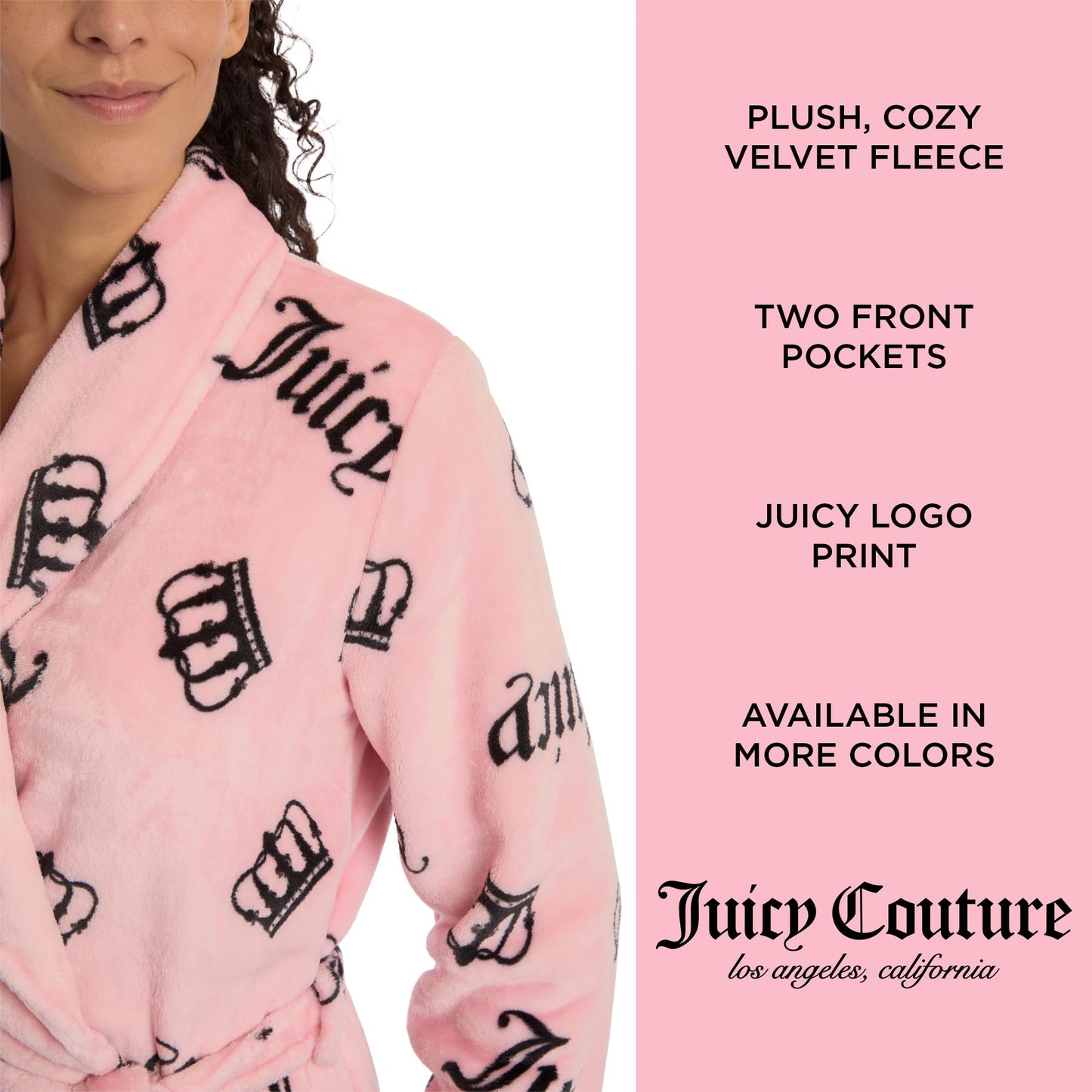 Juicy Couture Women's Super Soft Luxe Plush Shawl Collar Robe