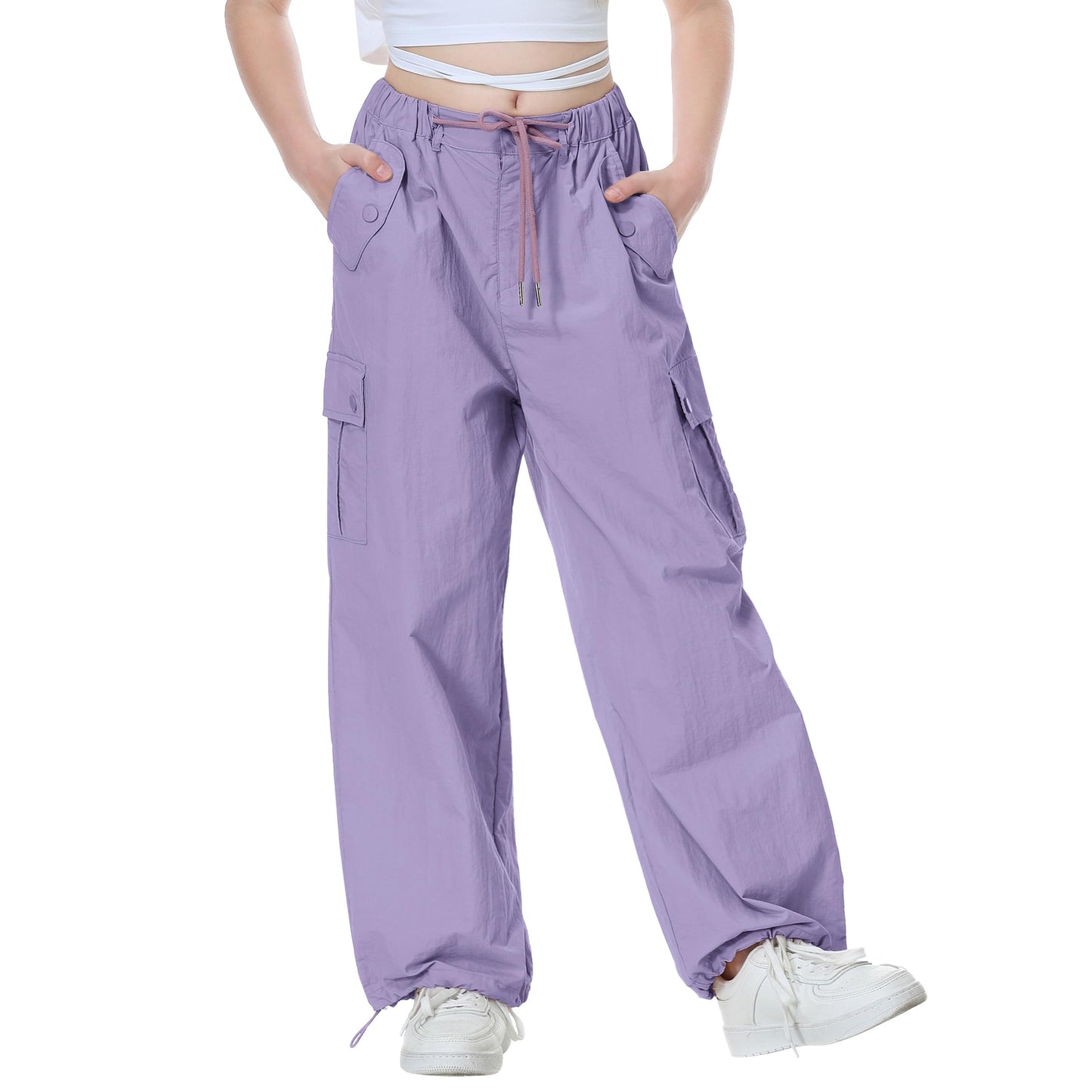 Girls Y2K Parachute Pants for Cargo Trousers with Pockets Harajuku Jogger Pants