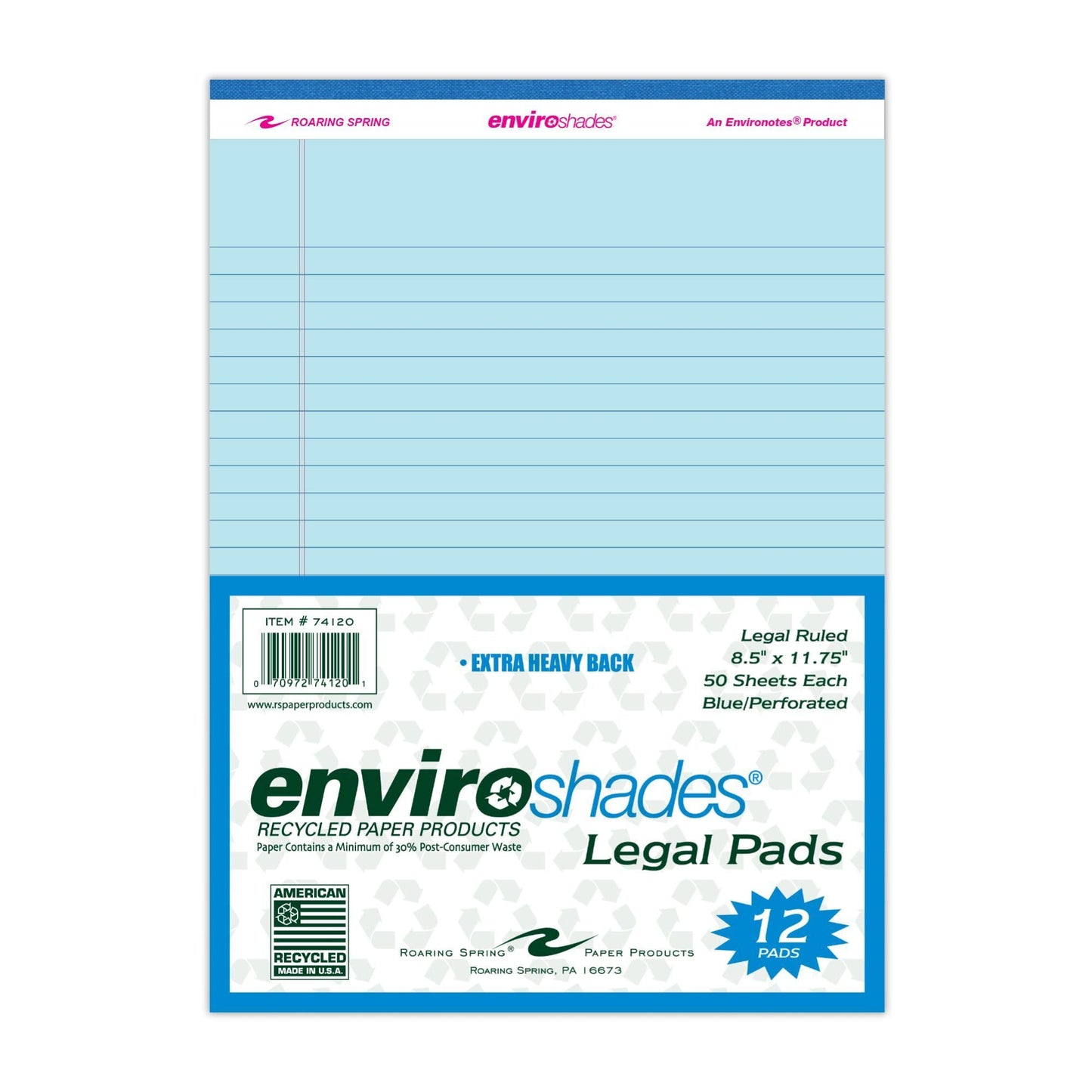 Recycled Legal Pads, 3 Pack, 8.5" x 11.75" 50 Sheets