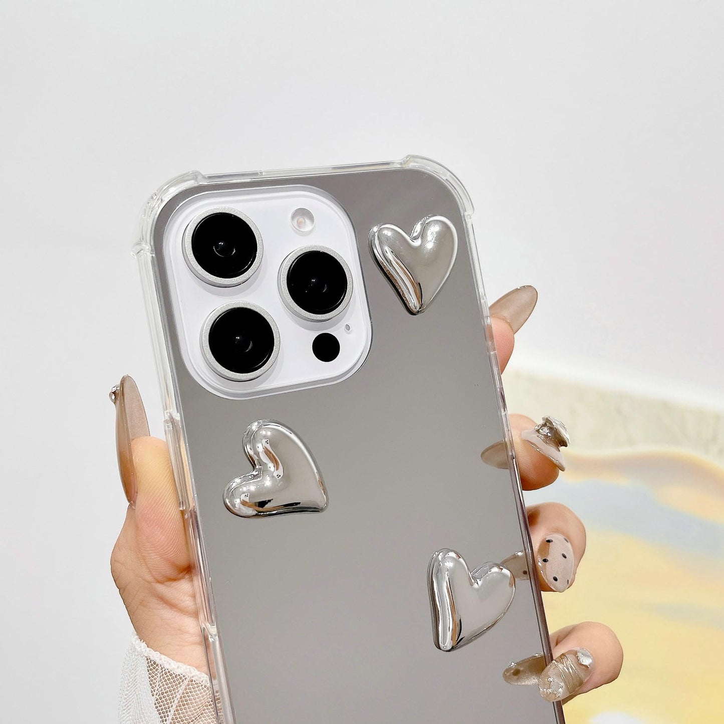 Flexible 3D Heart Soft Silicone 
Mirror Case