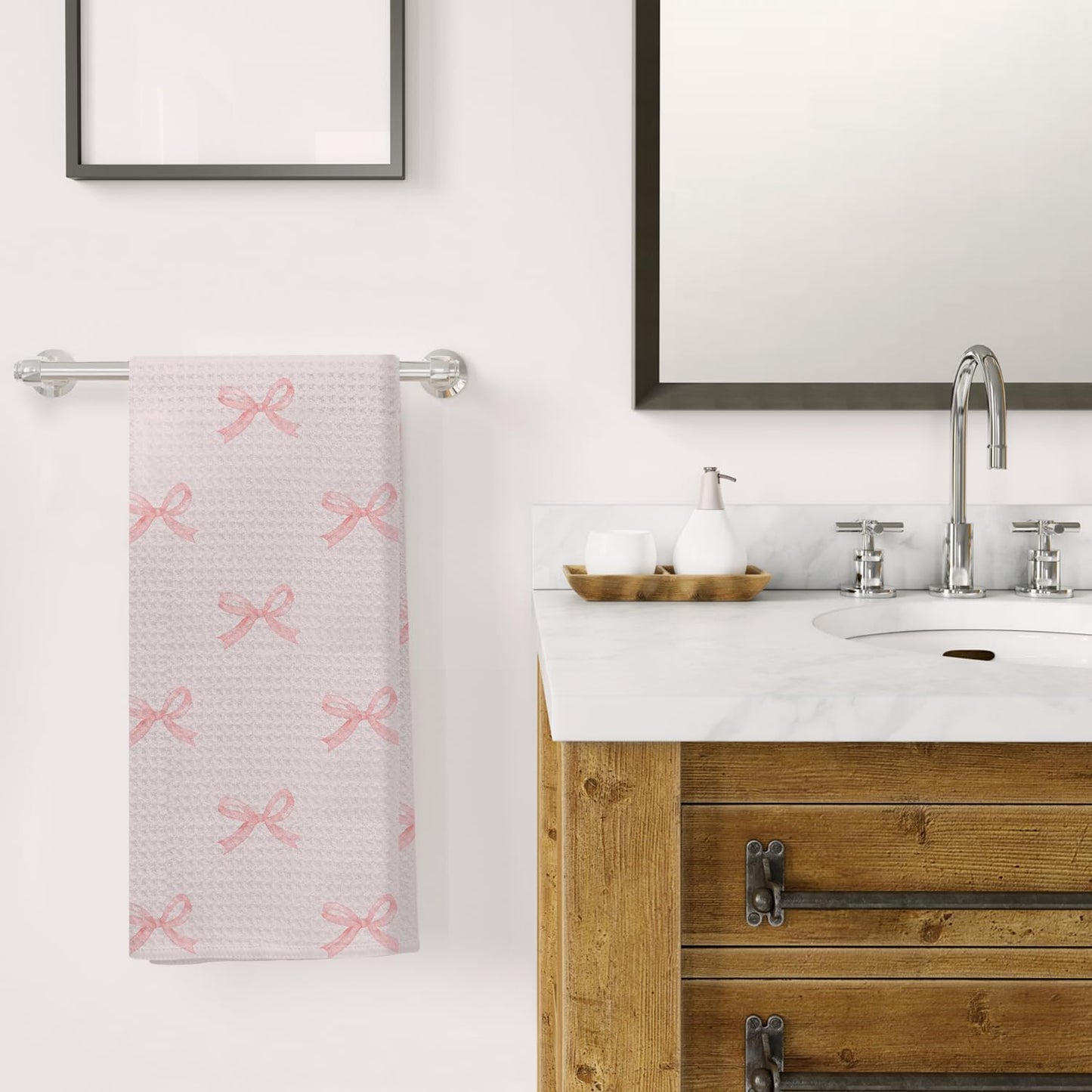 Coquette Bow Kitchen Towels Hand Towels for Bathroom, 16x24 Inch