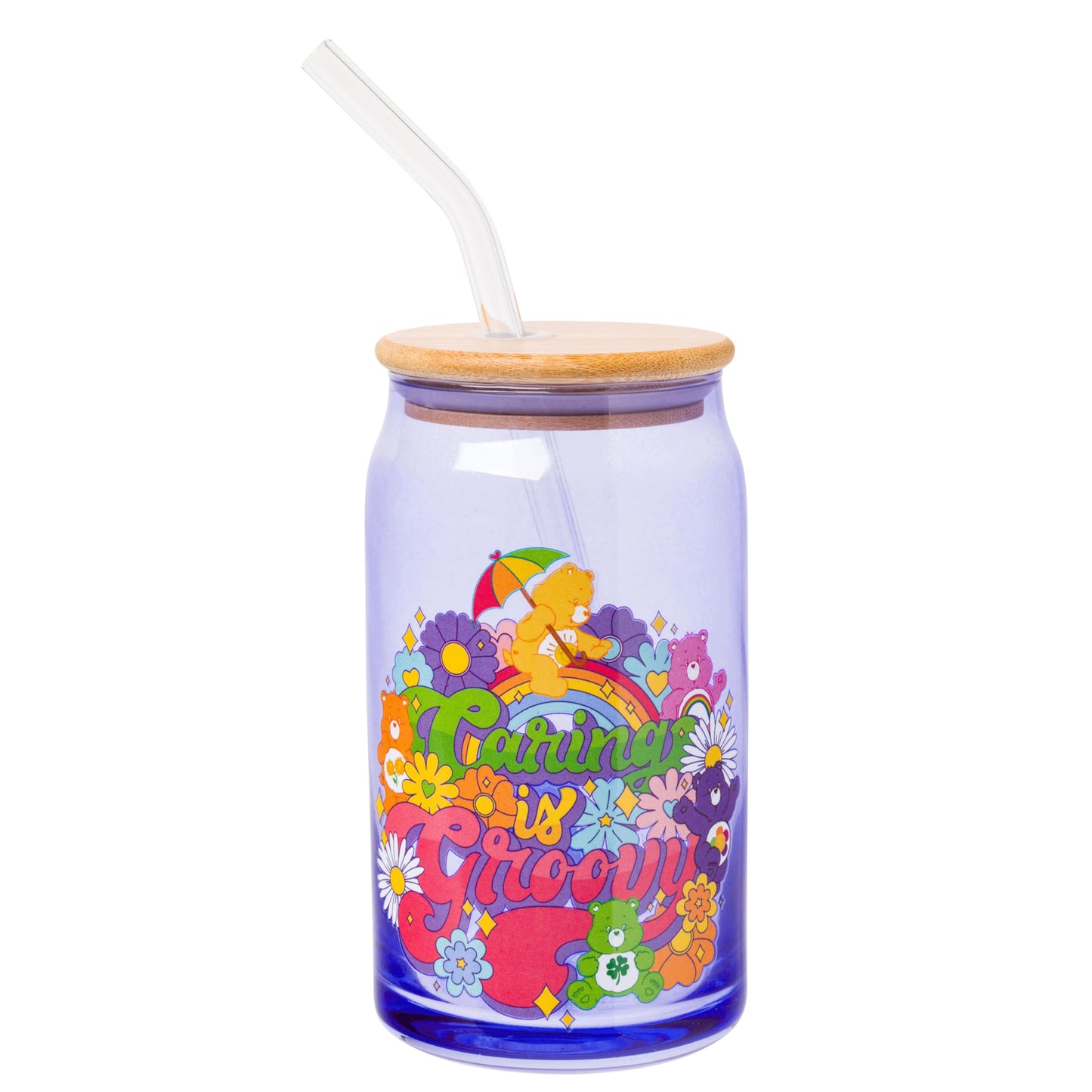 Sanrio Glass Jar Tumbler with Bamboo Lid and Glass Straw, 16 Ounces