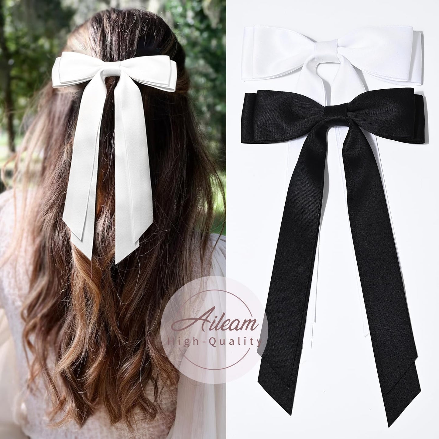 Silky Satin 2PCS Hair Bows Hair Clip - Holder Accessories Slides Metal Clips Hair Bow