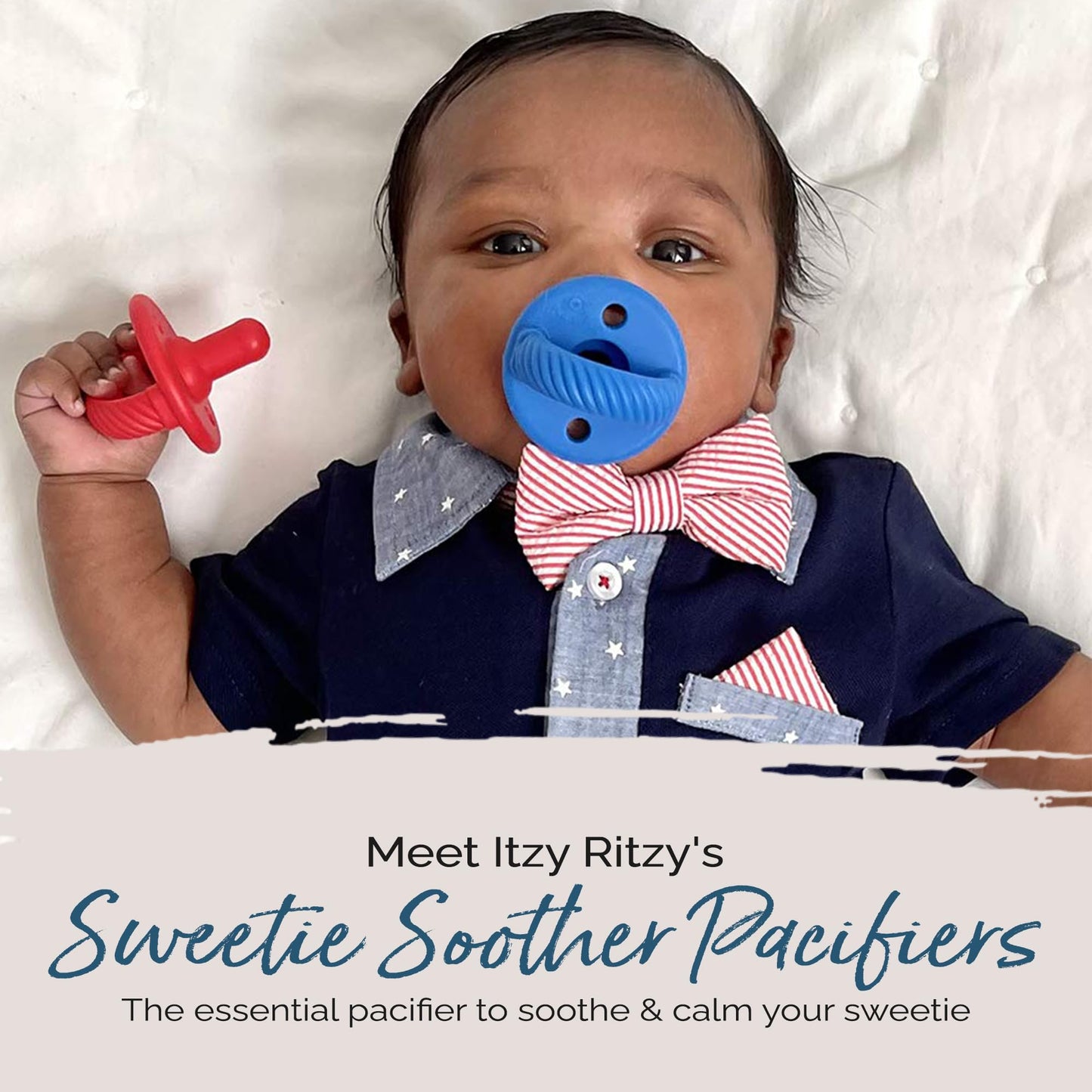 Silicone Pacifiers for Newborn - Sweetie Soother Pacifiers Feature Collapsible Handle & Two Air Holes for Added Safety