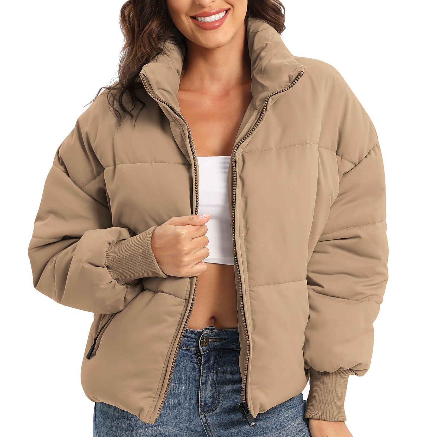 Women’s Winter Baggy Zip Puffer jackets Short Down Jacket Coat