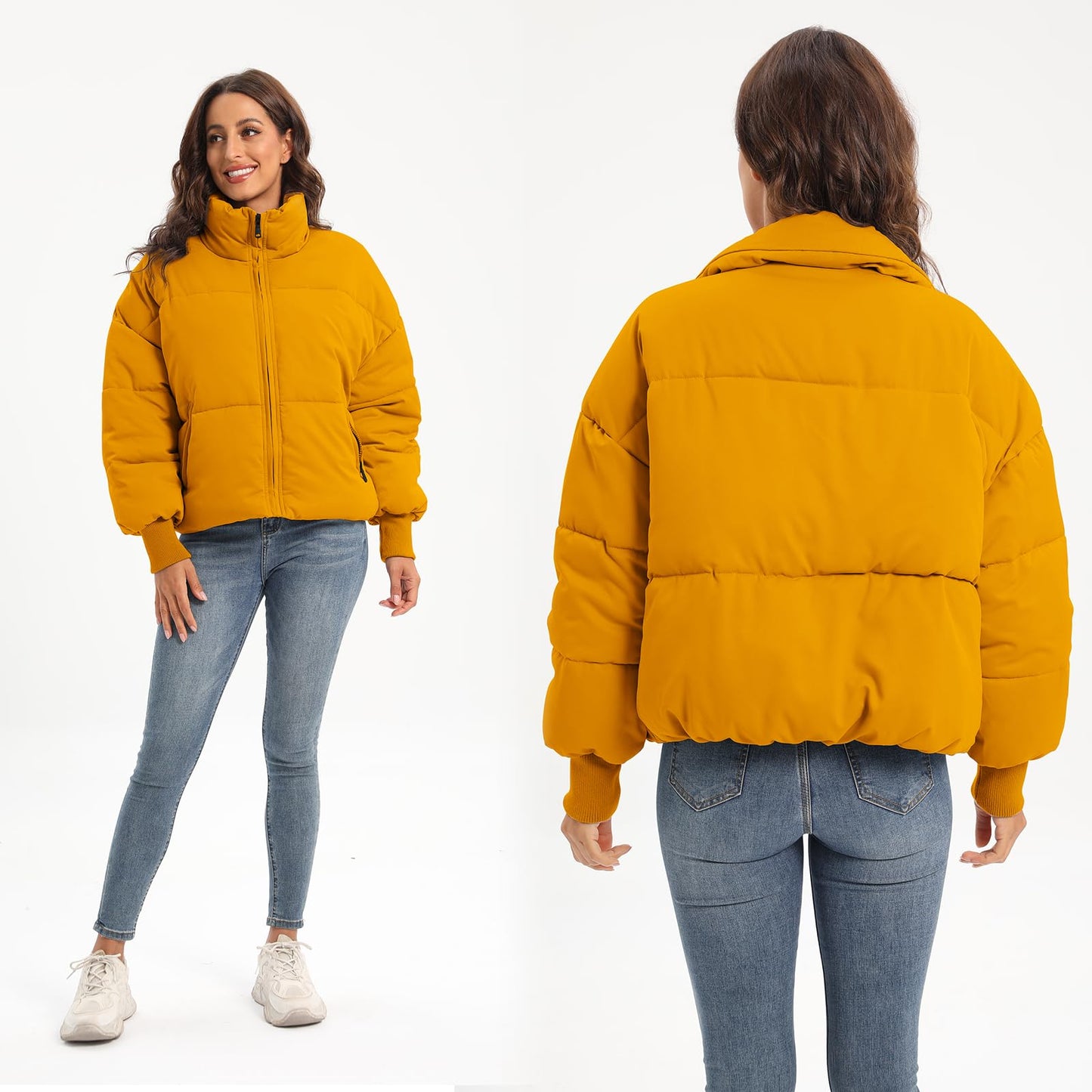 Women’s Winter Baggy Zip Puffer jackets Short Down Jacket Coat