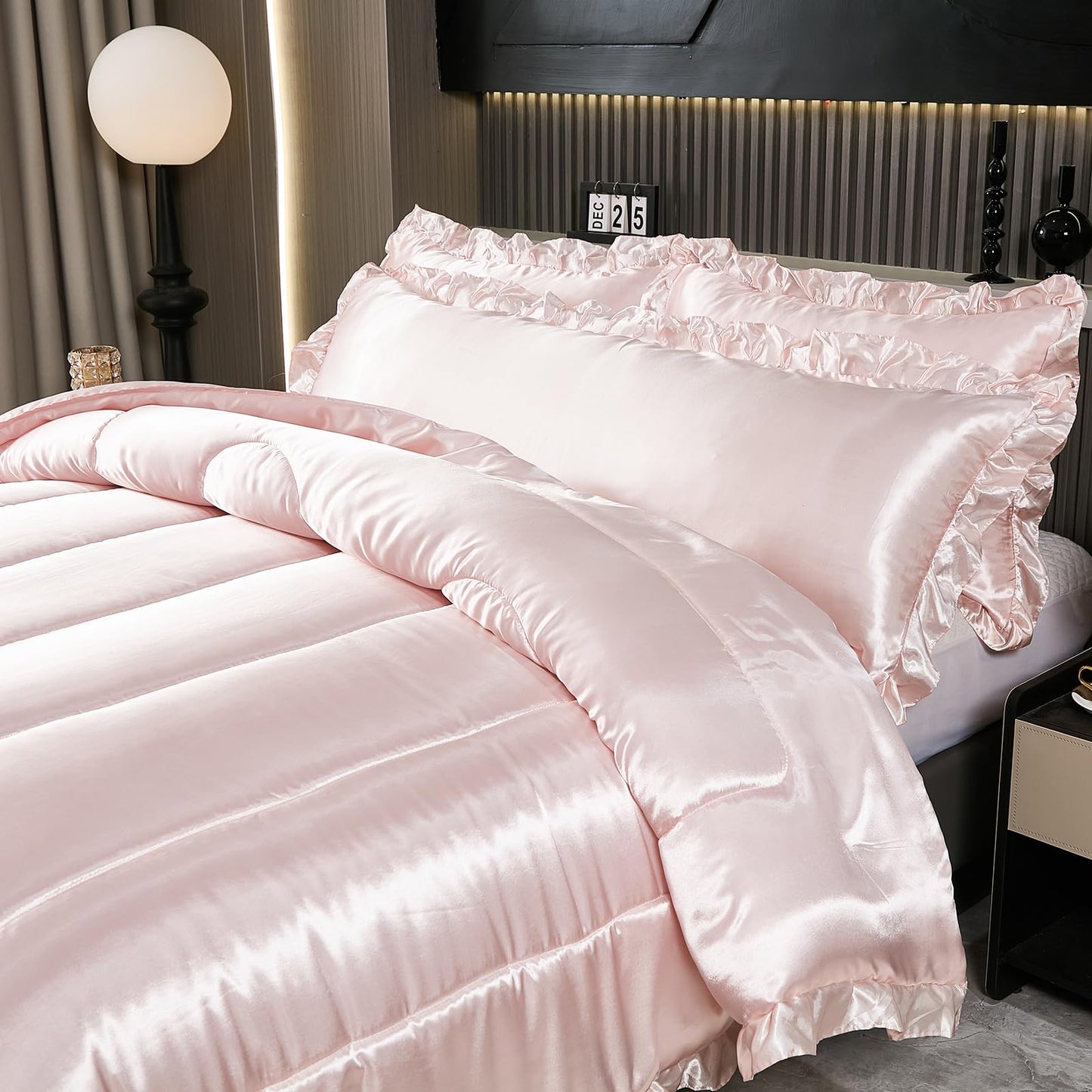 Comforter Silk Beddings - Luxury Silky Body Pillow Cover Ruffle