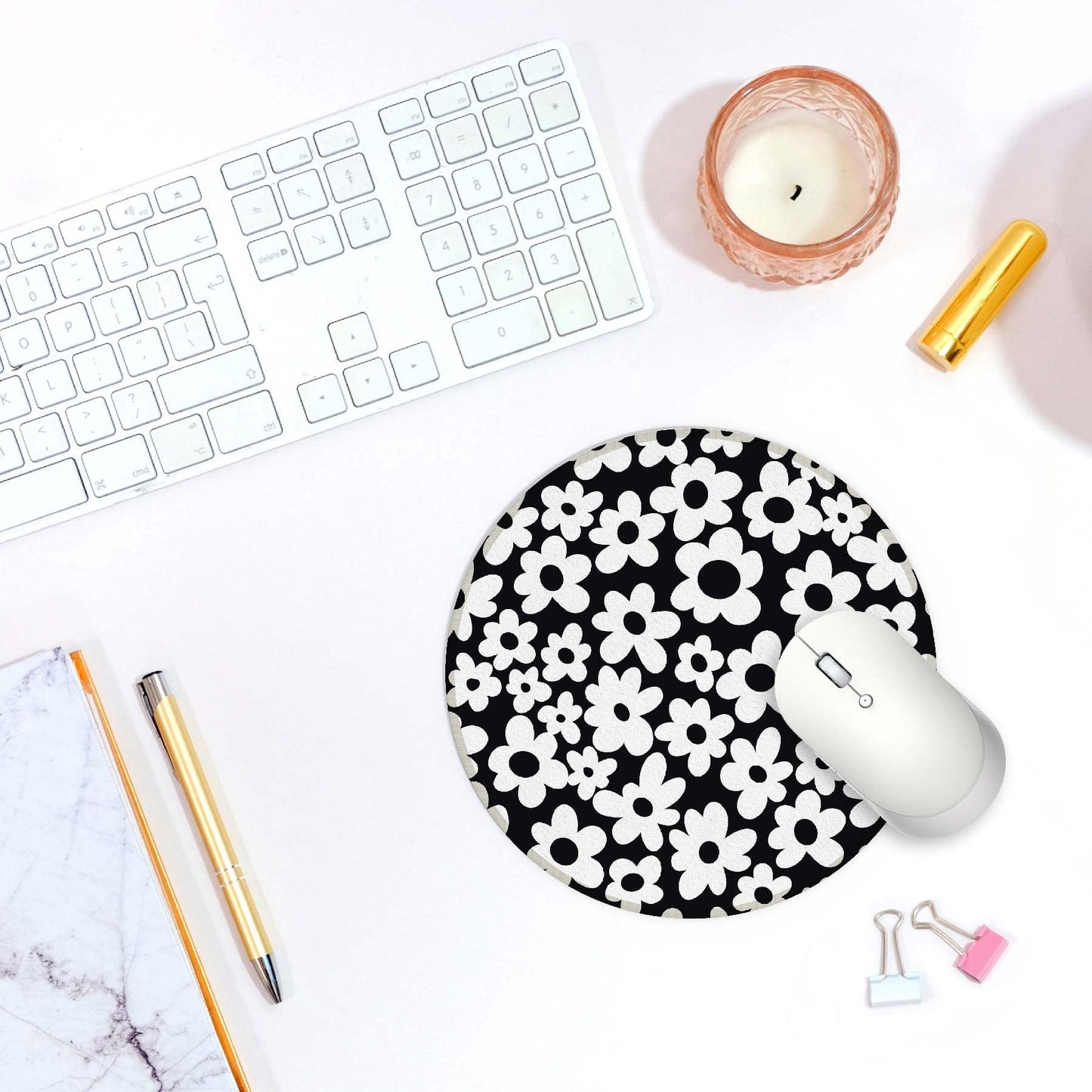 Y2K Aesthetic Small Mouse Pad - Washable Round Cloth Mousepad for Office Laptop Computer, Non-Slip Rubber Base