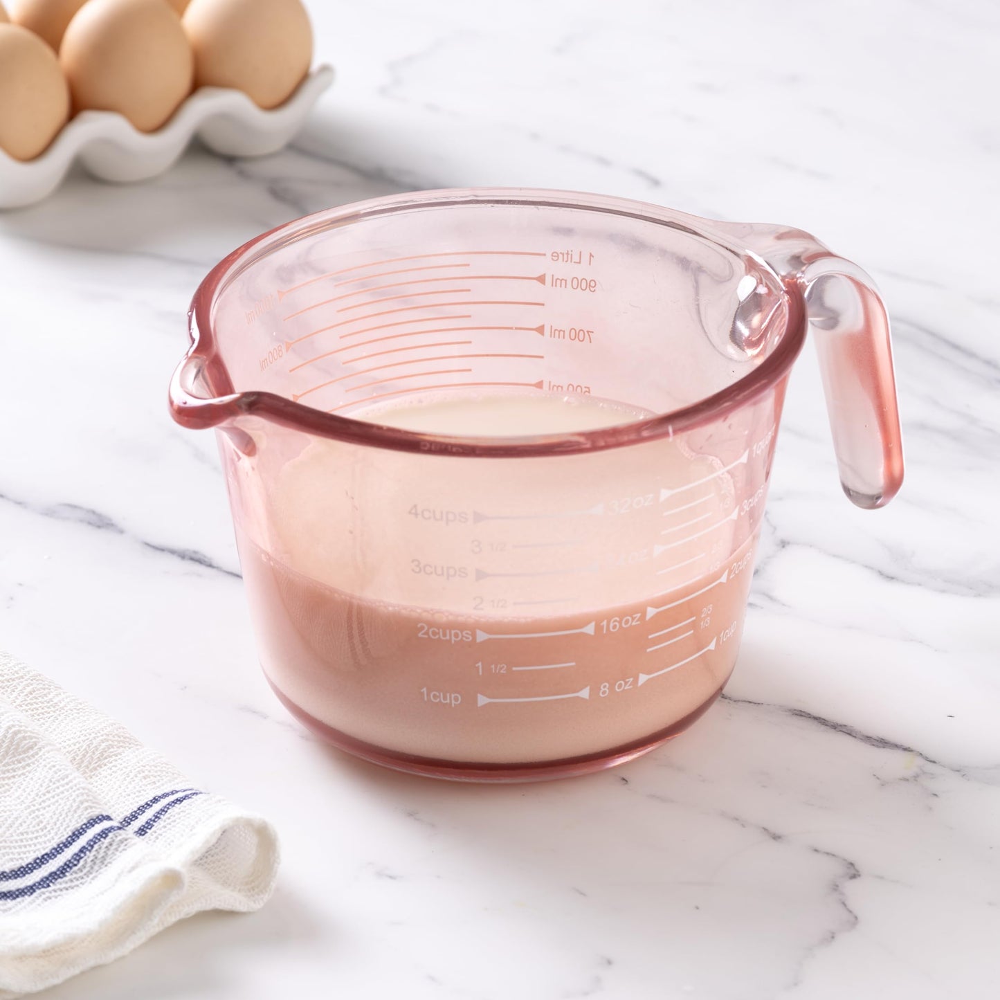 COOK WITH COLOR Glass Measuring Cups - Ideal for Cooking and Baking, Pink