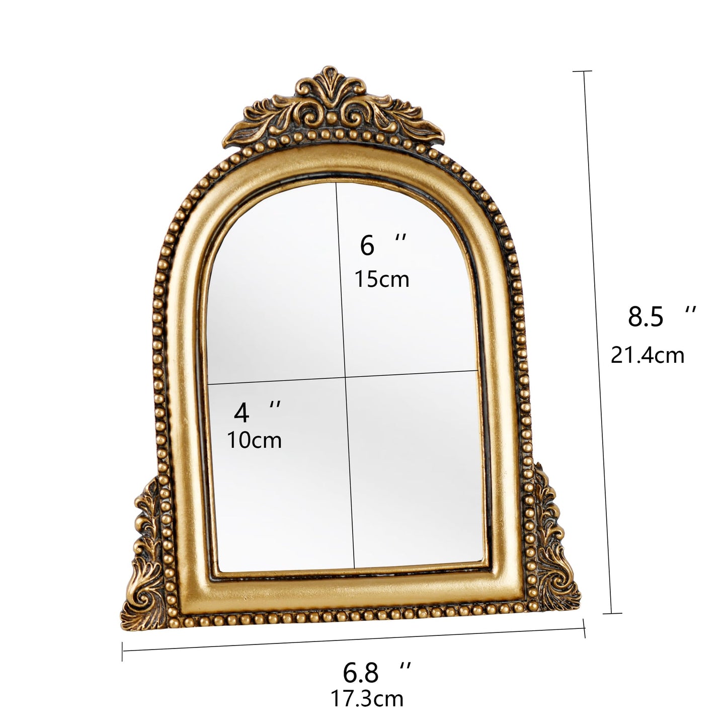 Ornate Arched Picture Frames,Vintage Gold Hand-Crafted Resin Photo Frame with Easel for Tabletop & Wall