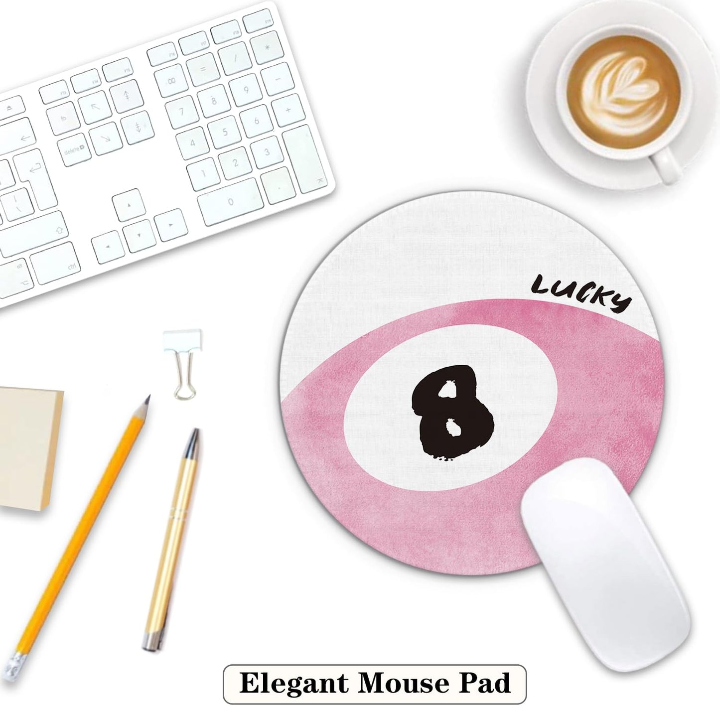 Preppy Mouse Pad, Funky Trendy Y2K Coquette Magic 8 Ball Small Round Mouse Pads for Desk, 7.9x7.9 Inches