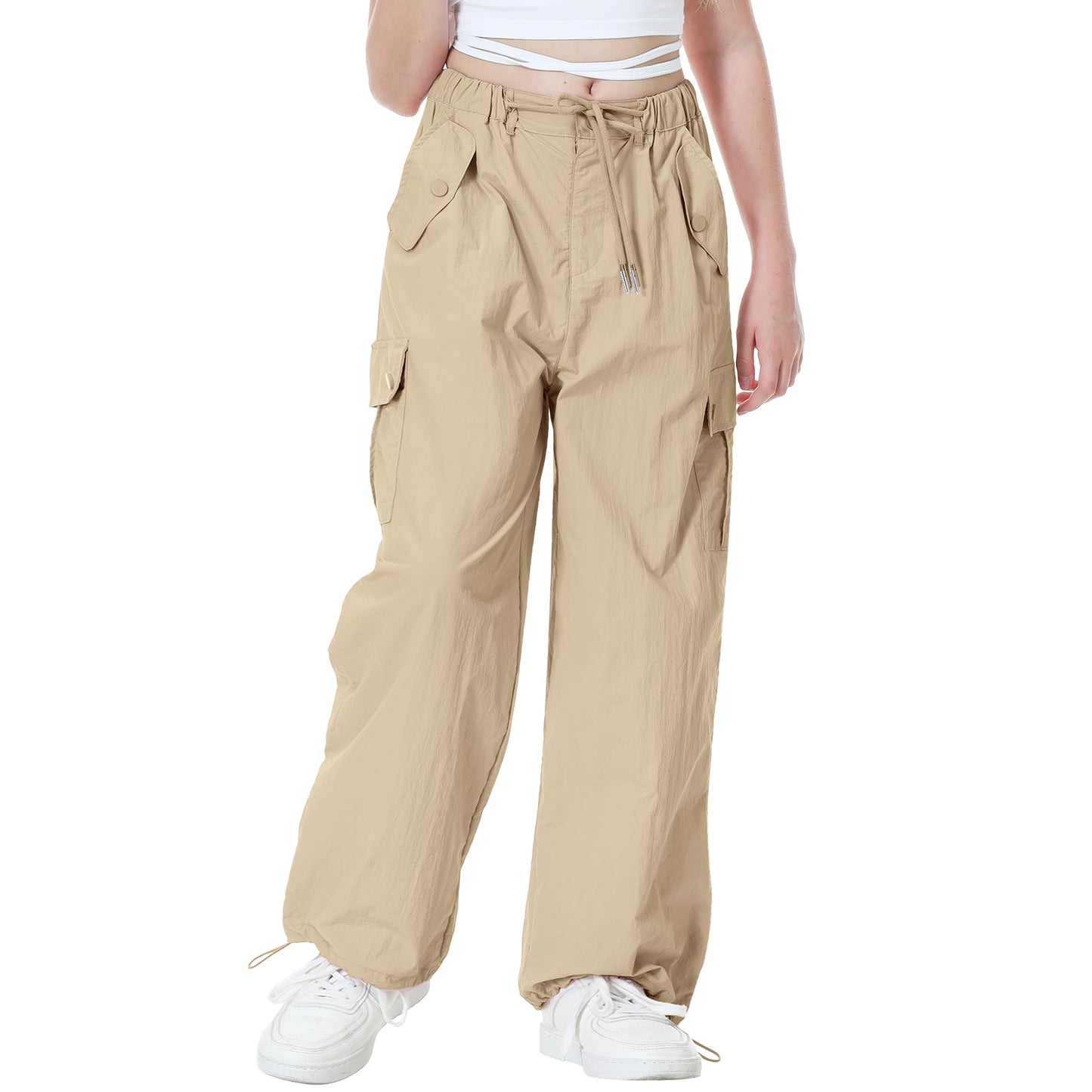 Girls Y2K Parachute Pants for Cargo Trousers with Pockets Harajuku Jogger Pants