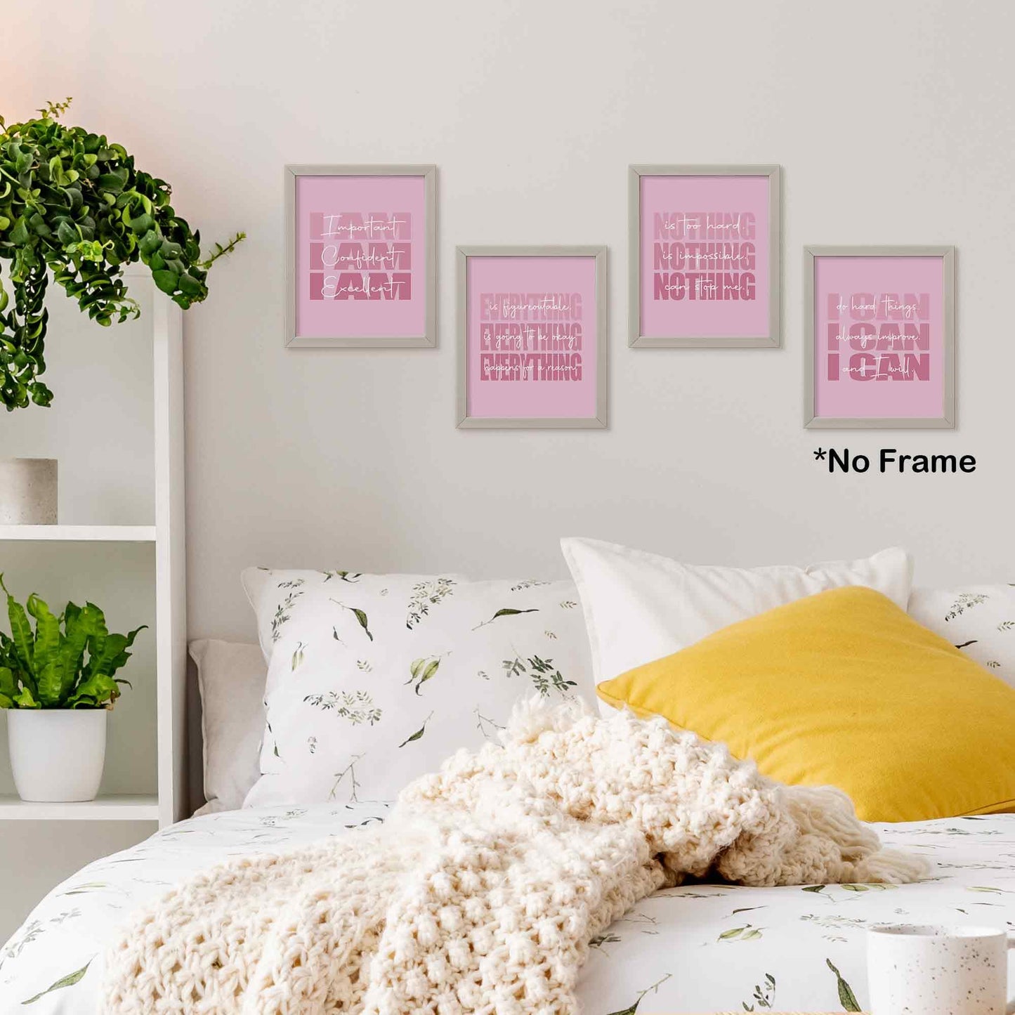 Set of 4 Inspirational Posters – Motivational Wall Art for Teen Girls & Women (8x10)