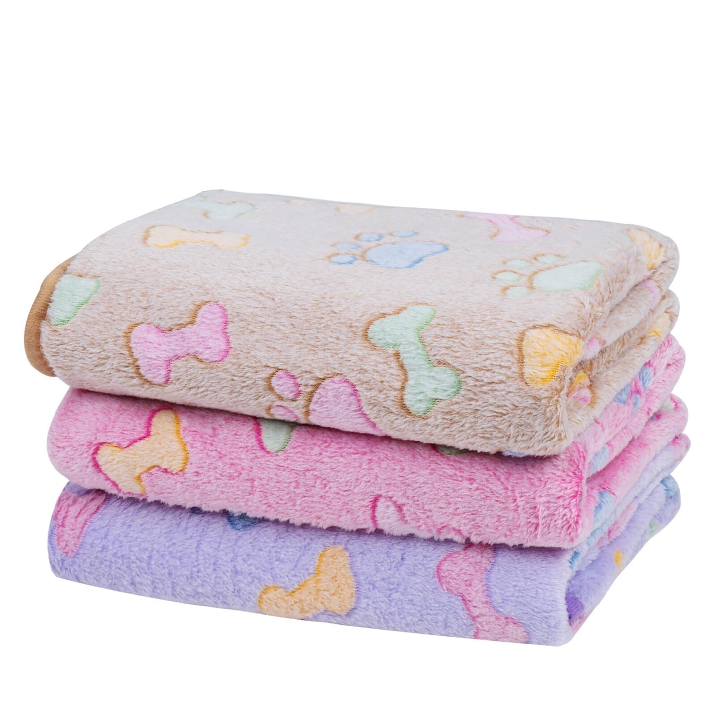 Soft Fluffy Fleece Blanket for Small, Medium and Large Dogs - Paw Print Pink Pet Blanket