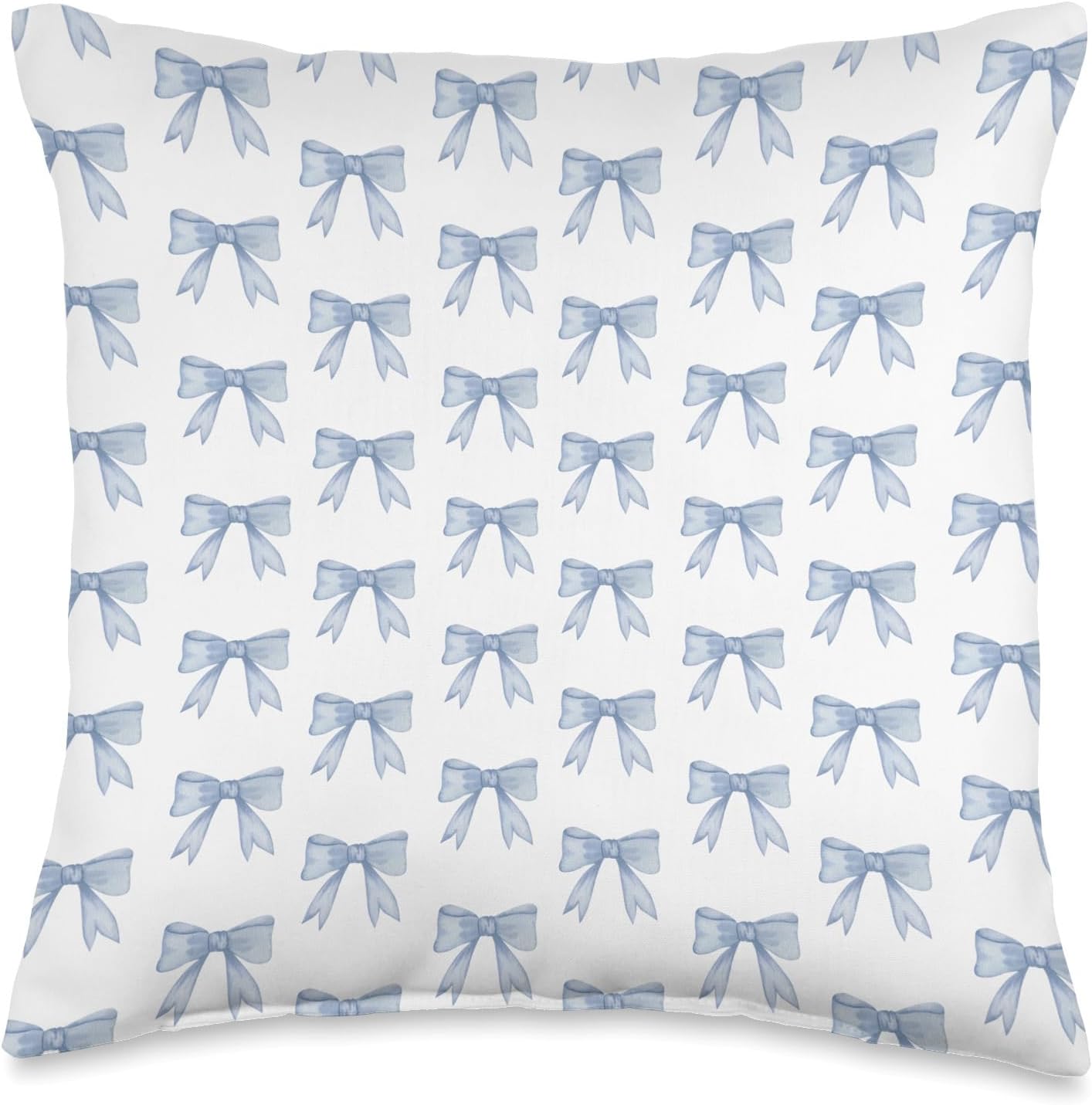 Coquette Aesthetic Blue Bow Preppy Cute Pattern Girl Throw Pillow