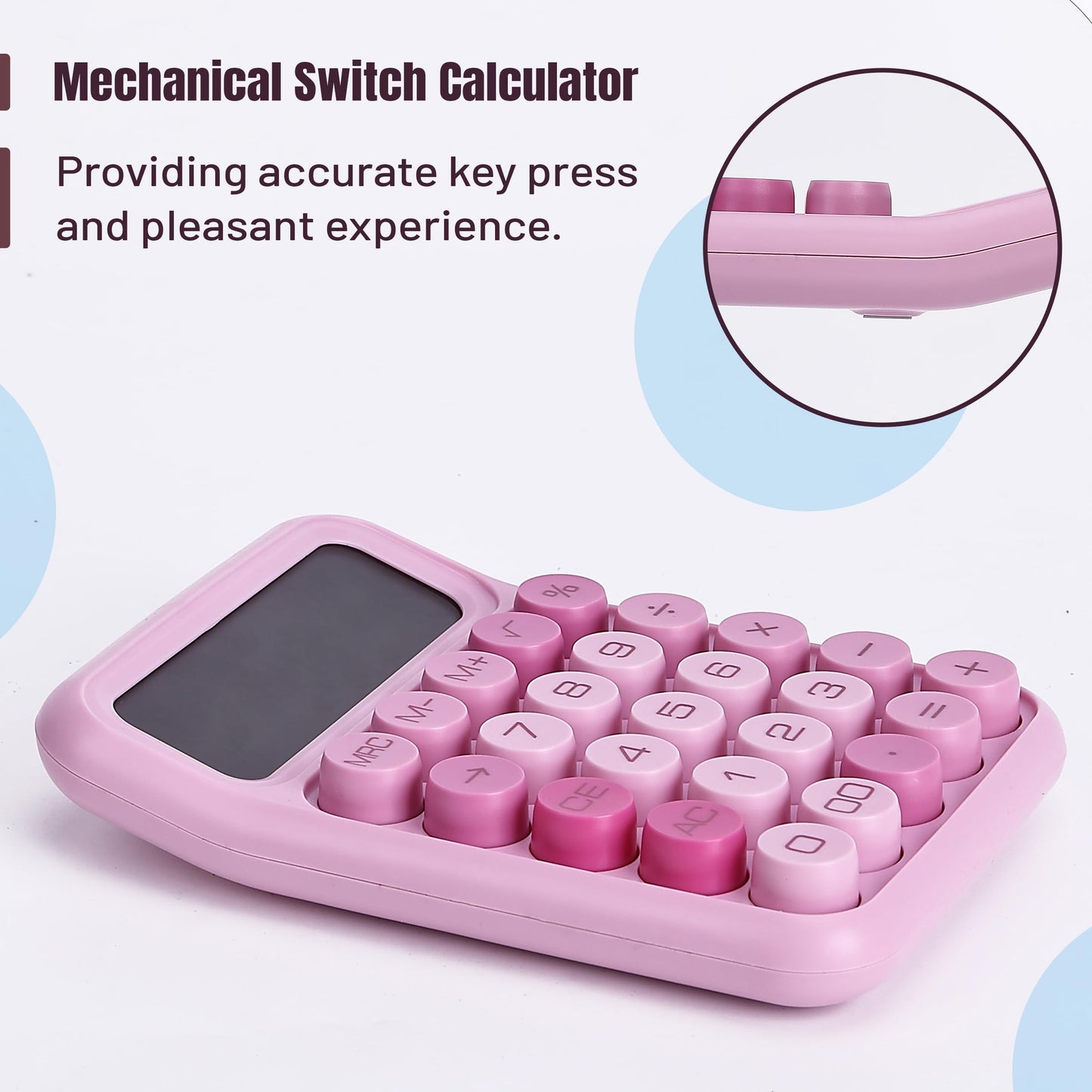 Large Mechanical Switch Calculator, 12 Digits, LCD Display, Big Buttons