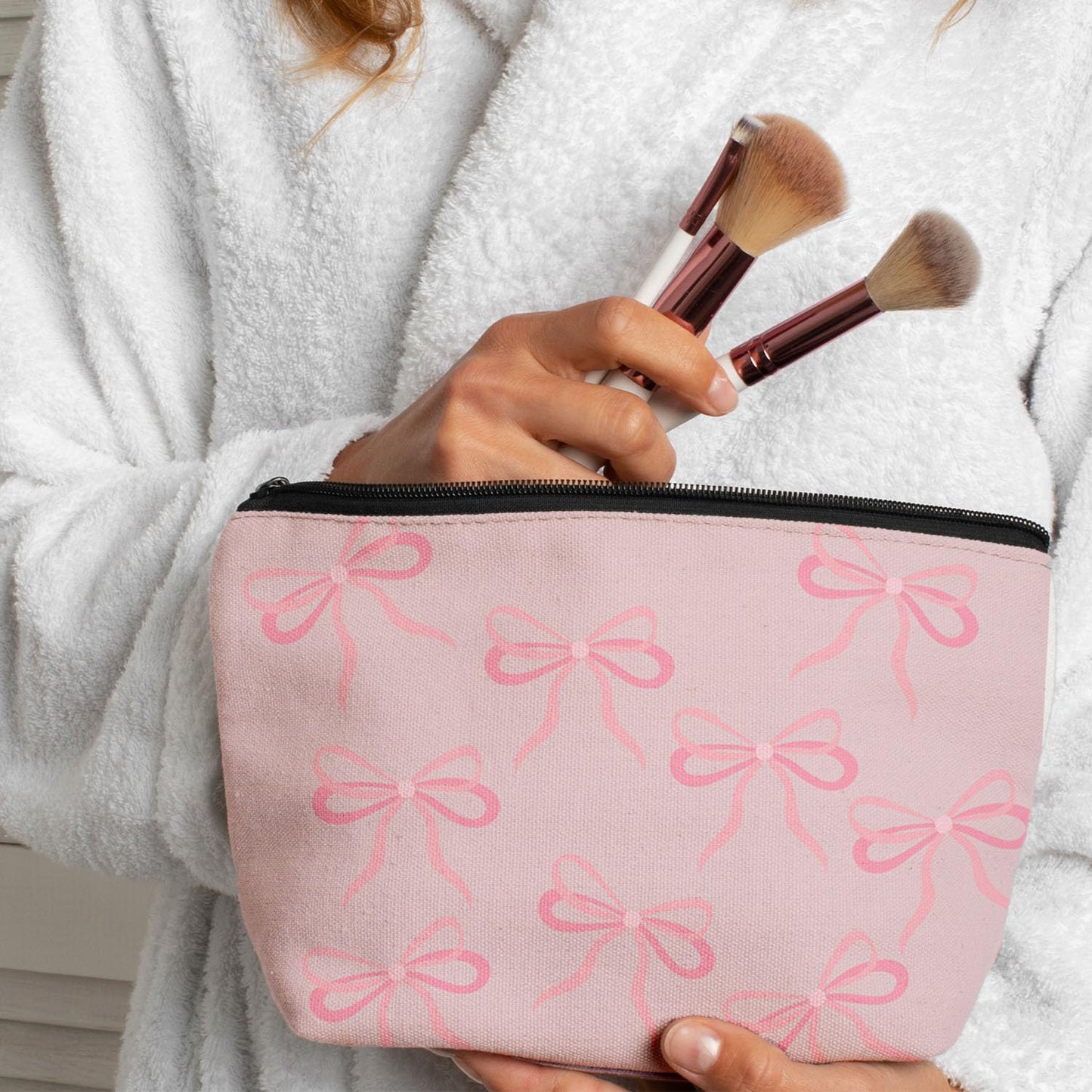 Coquette Pink Bow Makeup Bag