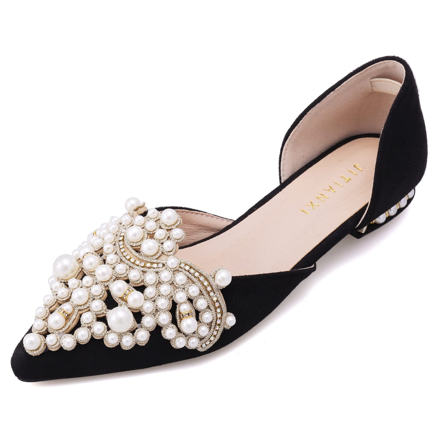 Womens Foldable Ballet Flats Bling Rhinestone Pointed Toe Comfort Slip On Loafers