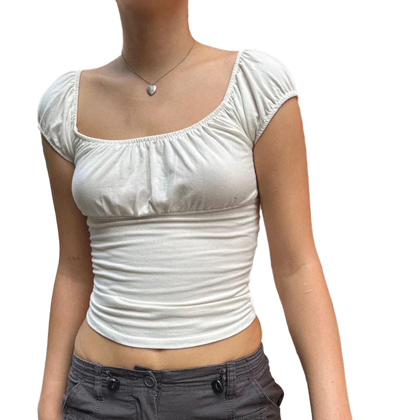 Women Vintage Y2K T-Shirt Milkmaid Crop Tops