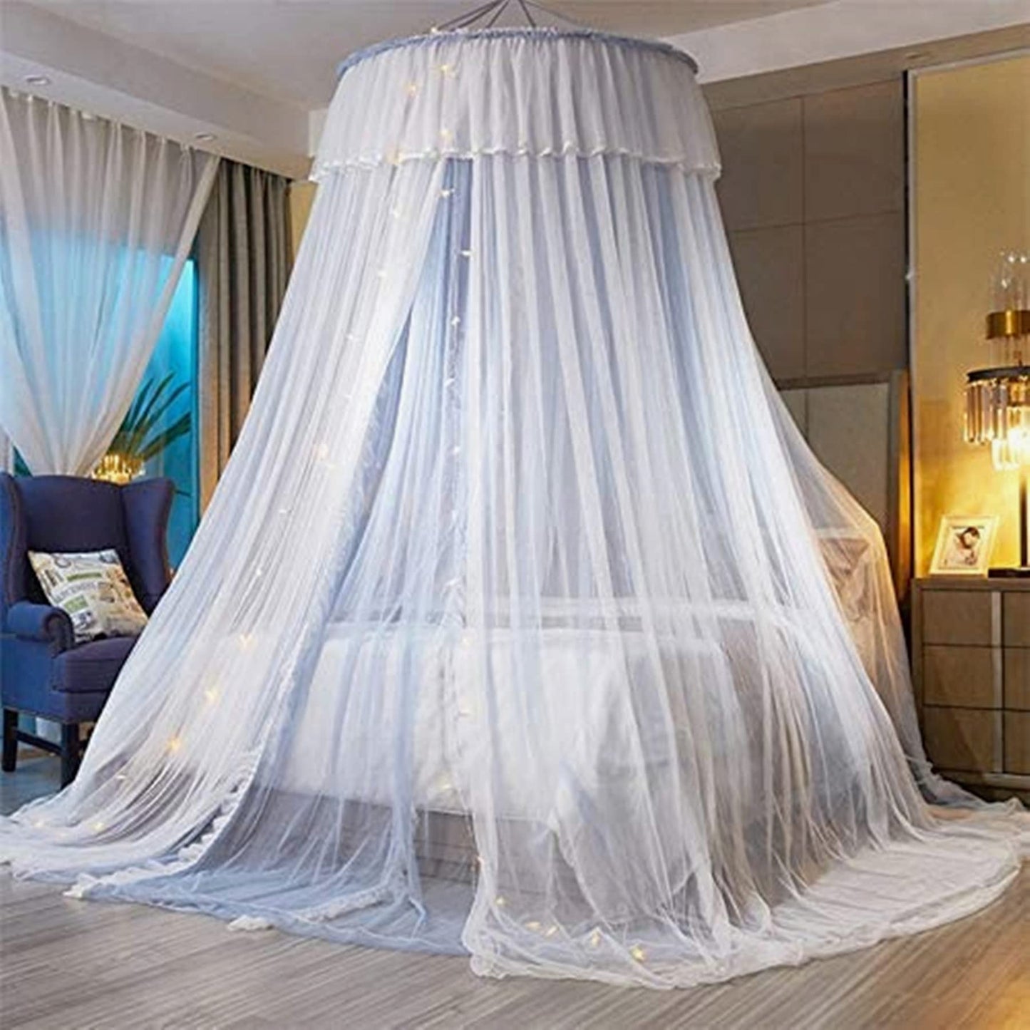 Princess Bed Canopy Bed Canopy Curtain- Double Layer Sheer Mesh Dome Bed Curtain