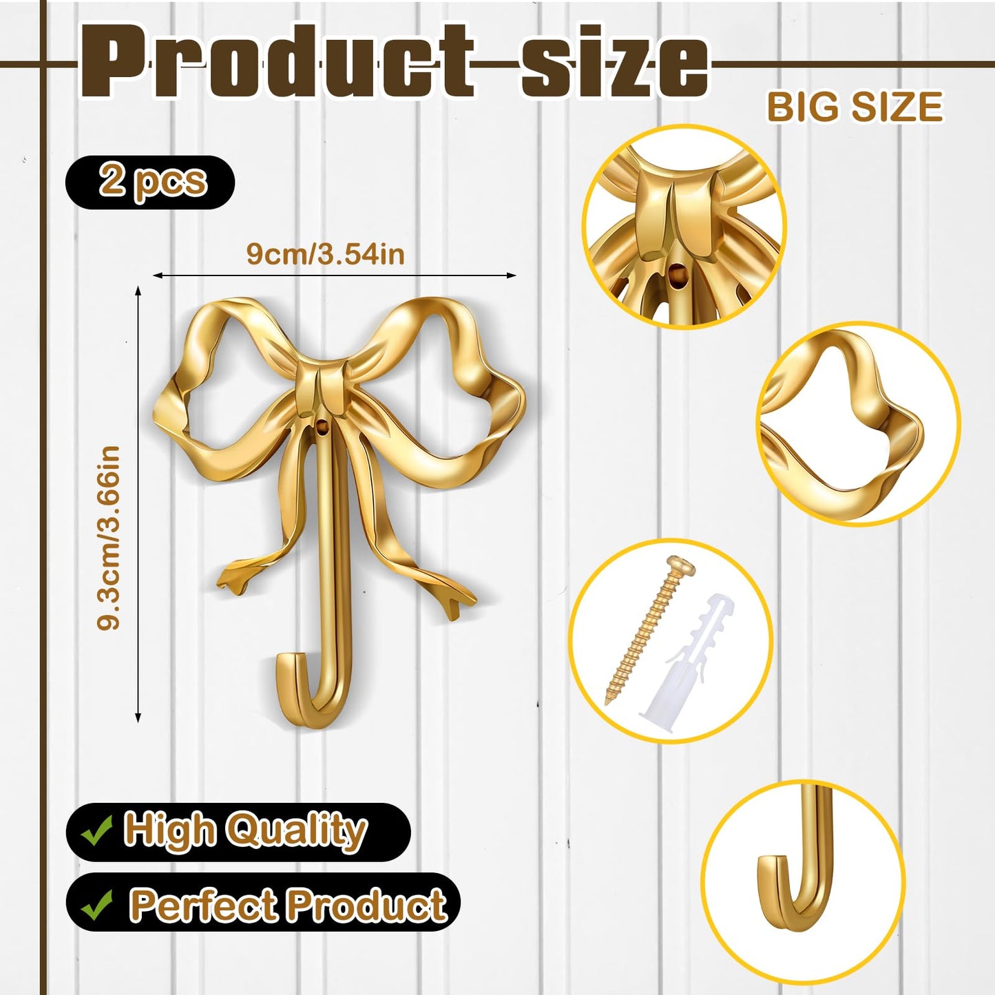 Gold Bow Knot Hooks Brass Bow Wall Door Hanger Towel