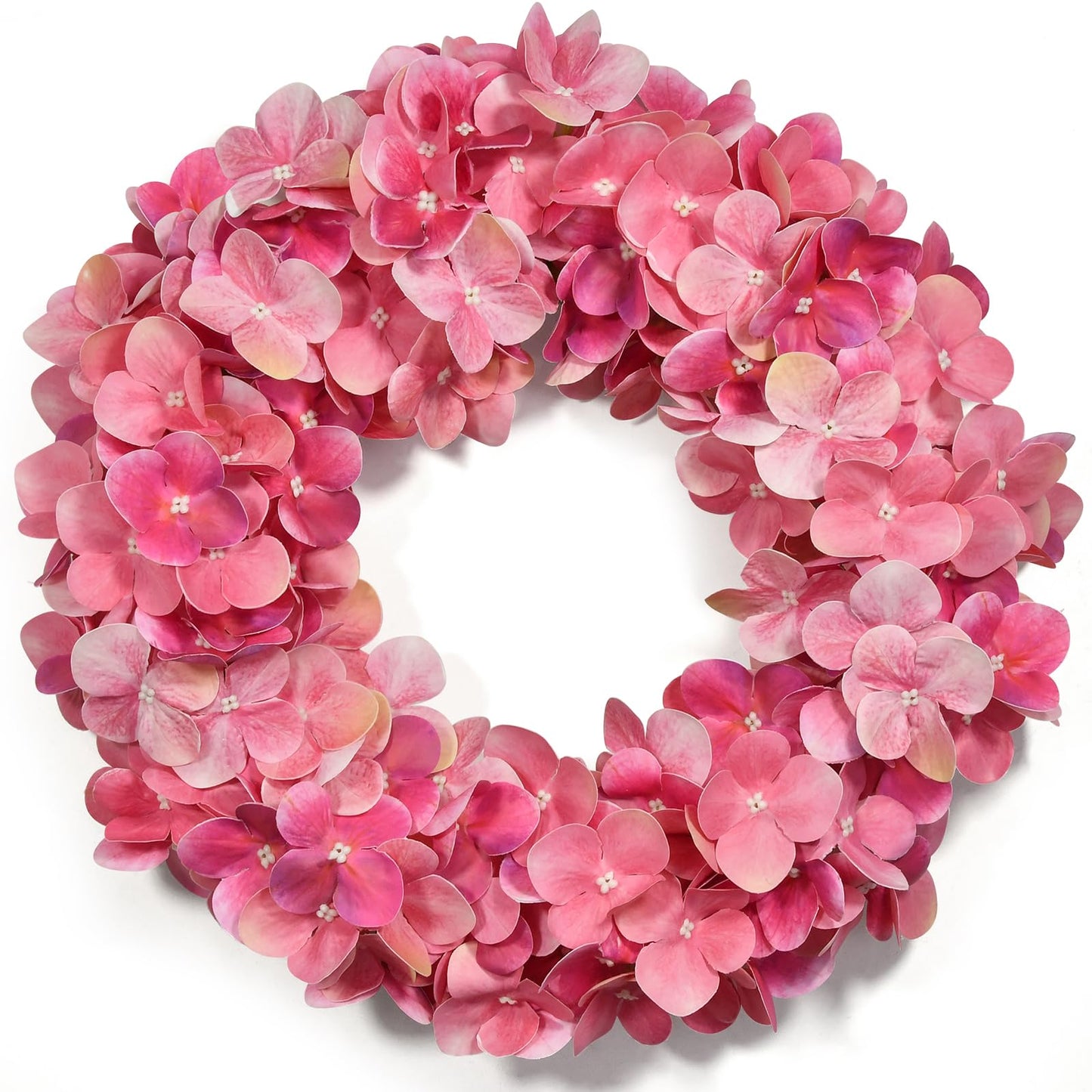 Premium Texture Pink Hydrangea Wreath 16in