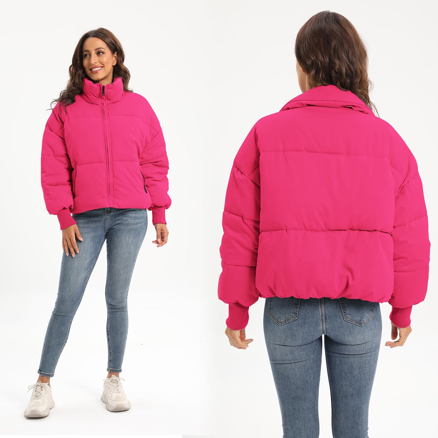 Women’s Winter Baggy Zip Puffer jackets Short Down Jacket Coat