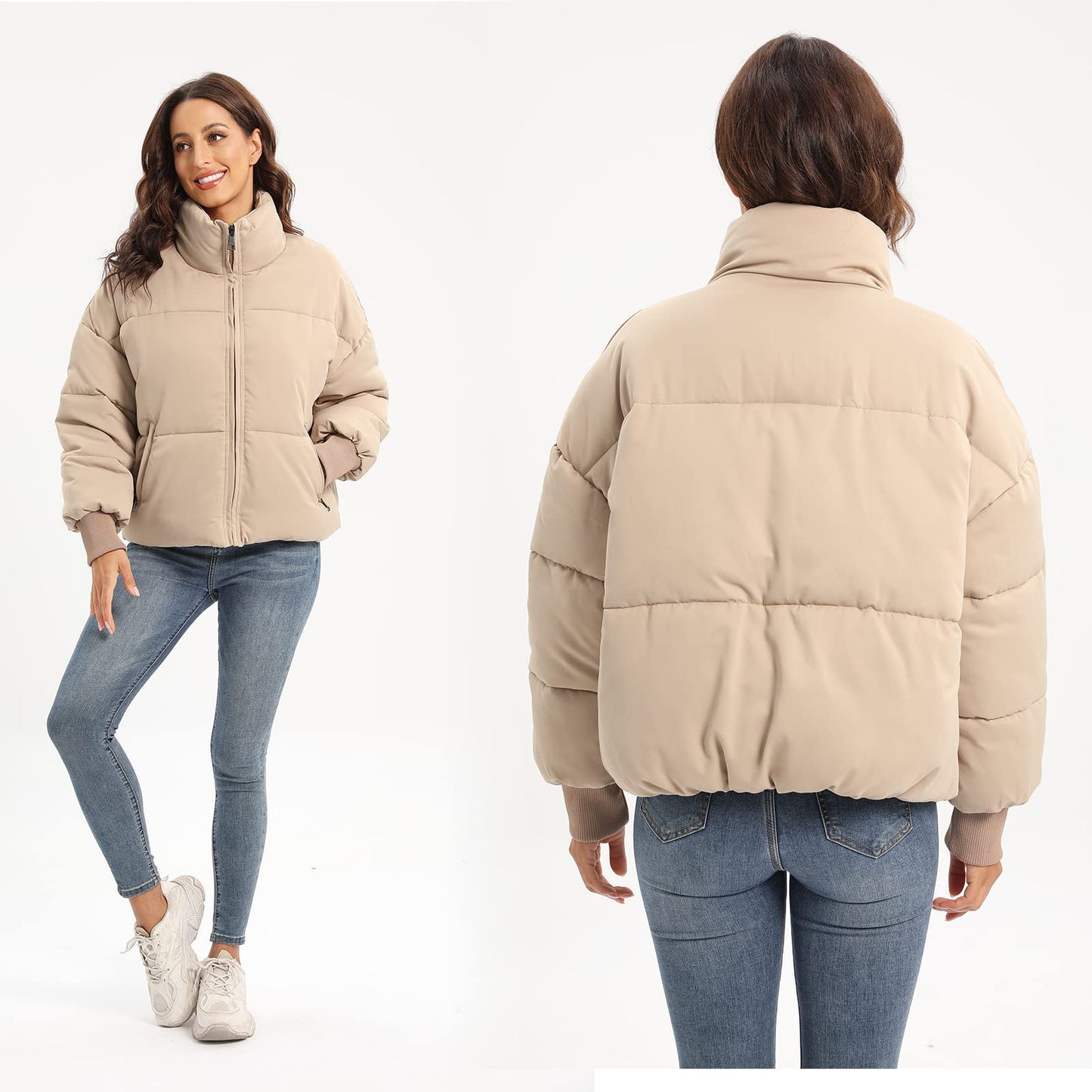 Women’s Winter Baggy Zip Puffer jackets Short Down Jacket Coat