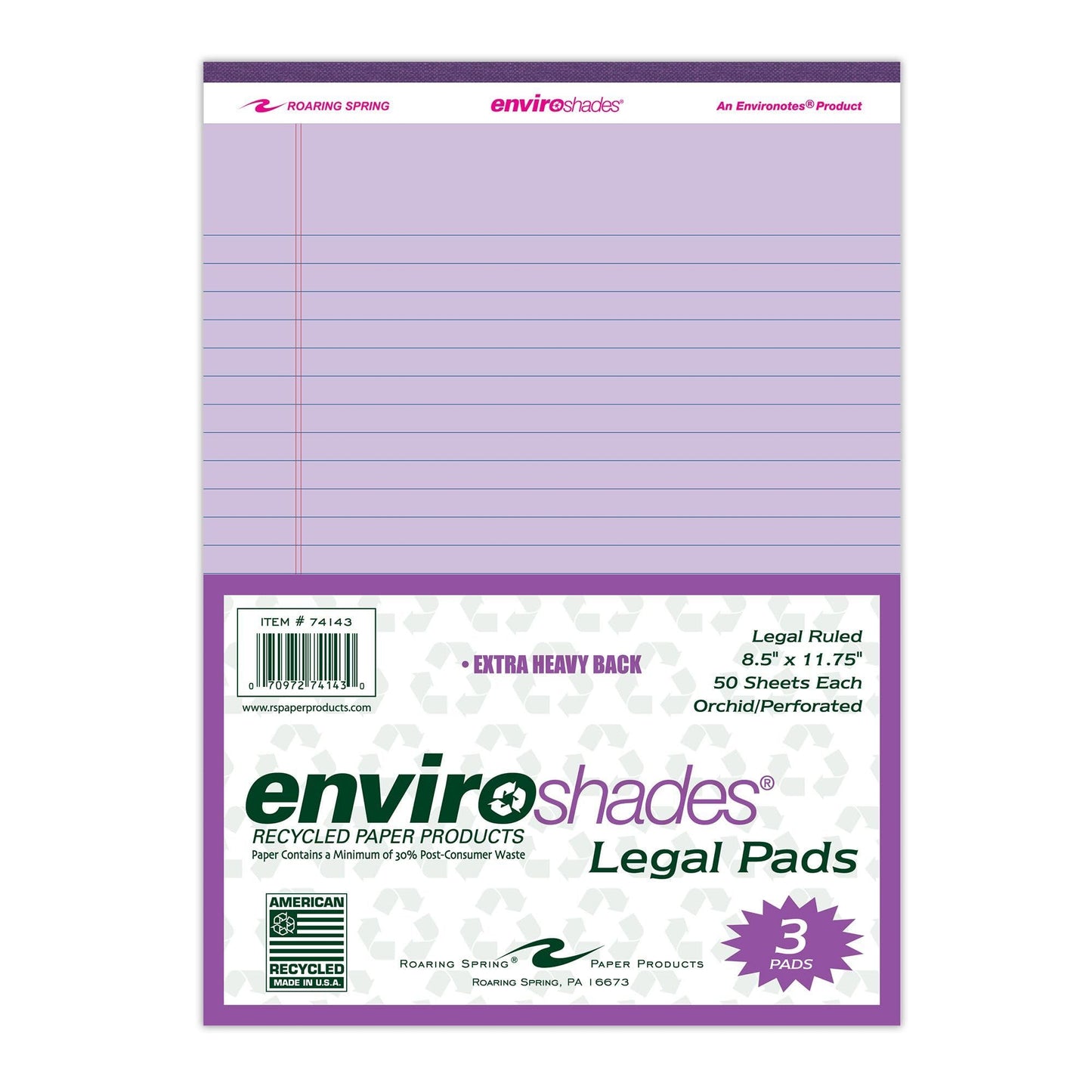 Recycled Legal Pads, 3 Pack, 8.5" x 11.75" 50 Sheets