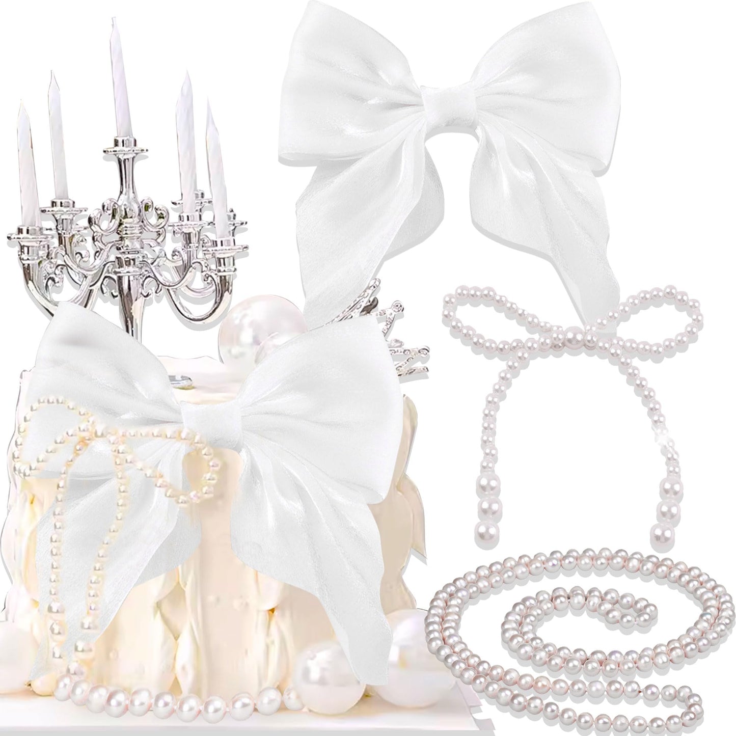 Coquette Pearl Bow Cake Decor