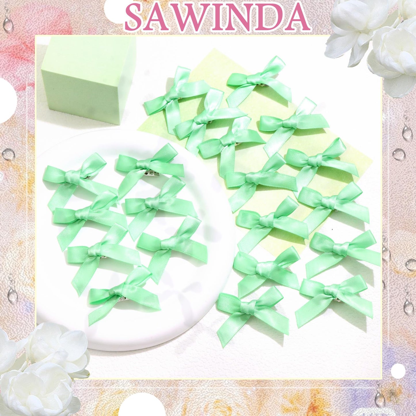 Mini 20PCS Bowknot Ribbon Barrettes - Cute Claw Clips Hair Accessories