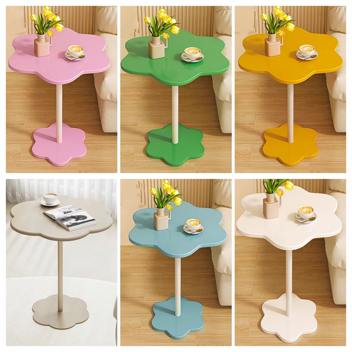 Petal Coffee Table, Flower Shape Wood Side