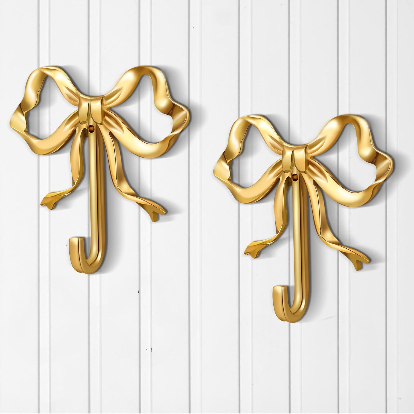 Gold Bow Knot Hooks Brass Bow Wall Door Hanger Towel