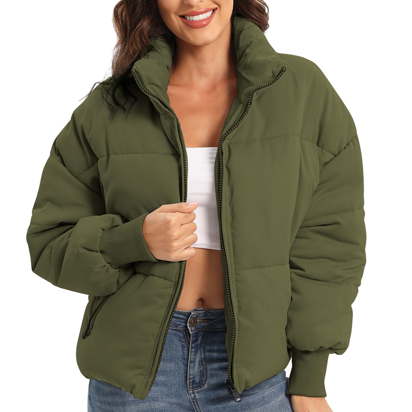 Women’s Winter Baggy Zip Puffer jackets Short Down Jacket Coat