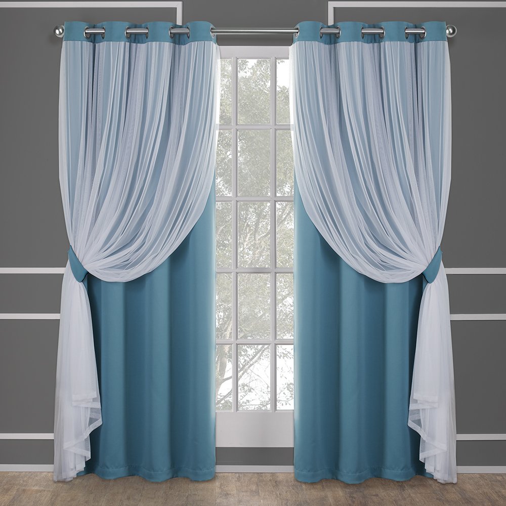 Exclusive Home Catarina Layered Solid Room Darkening Blackout and Sheer Grommet Curtain Panel