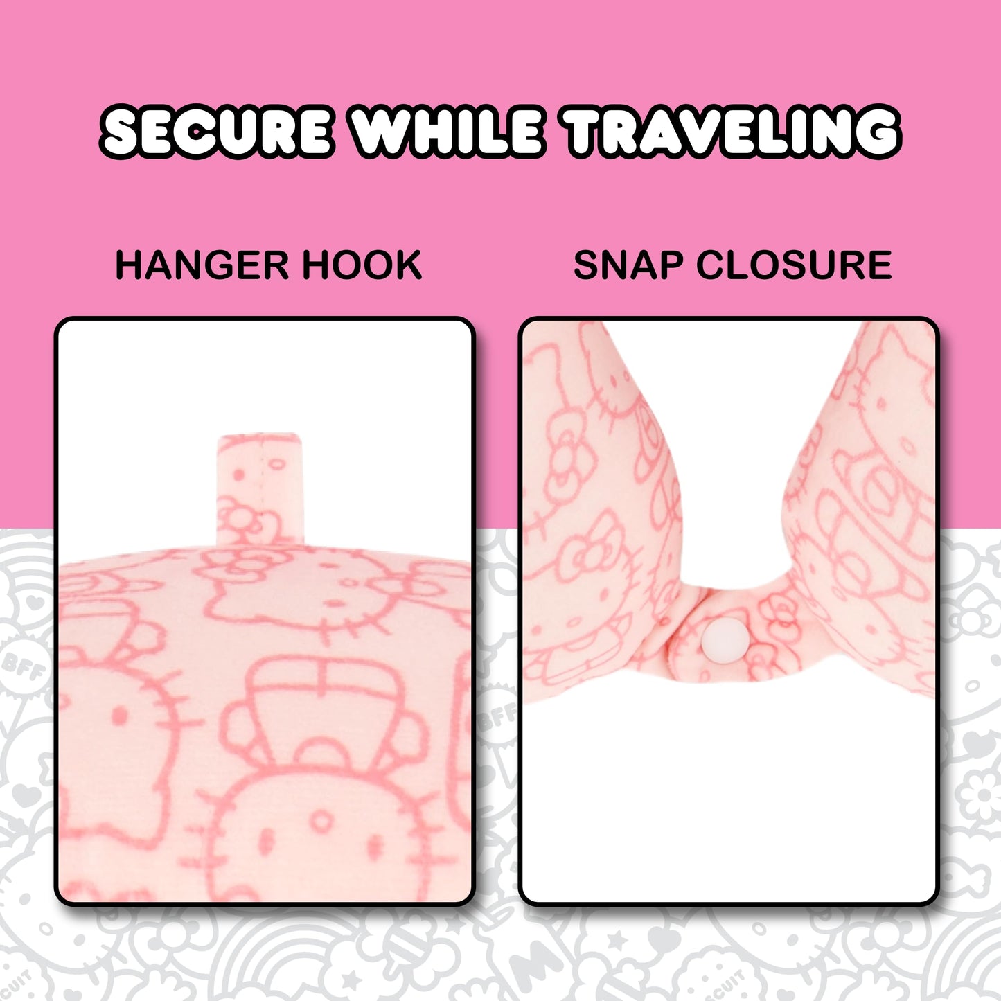 Hello Kitty Neck Pillow Support, Portable Travel Car Pillow for Sleep