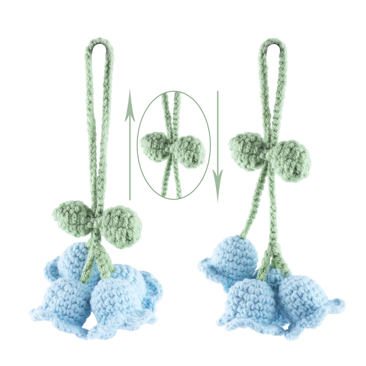 Mirror Hanging Car Accessories Cute Little Lily of The Valley, Hand Knitted Crochet Flower Decor for Mirror