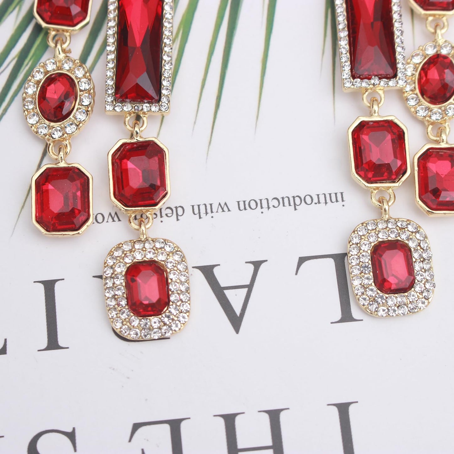 Vintage Rectangle Teardrop Chandelier Earrings