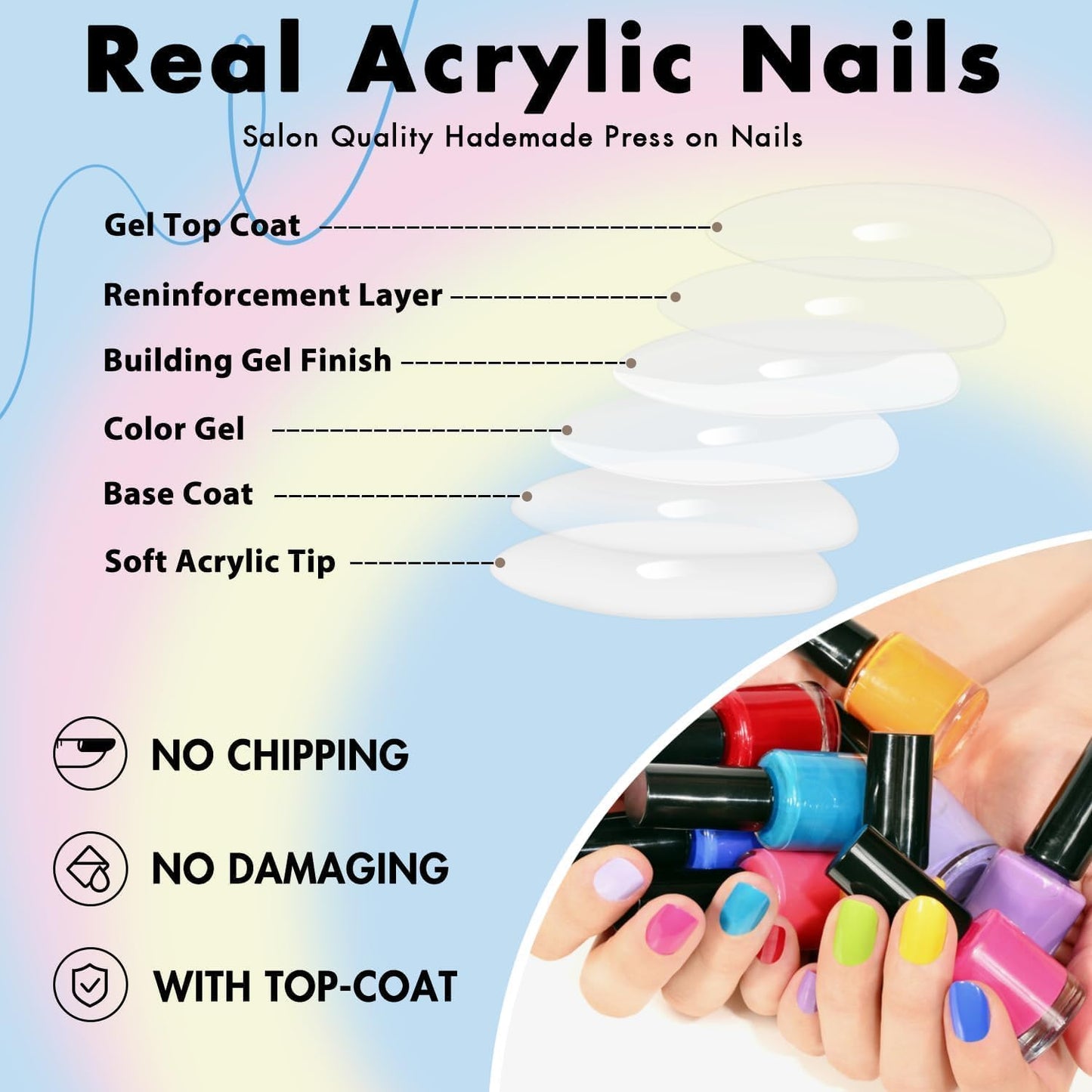 Nails Press on, Solid Color