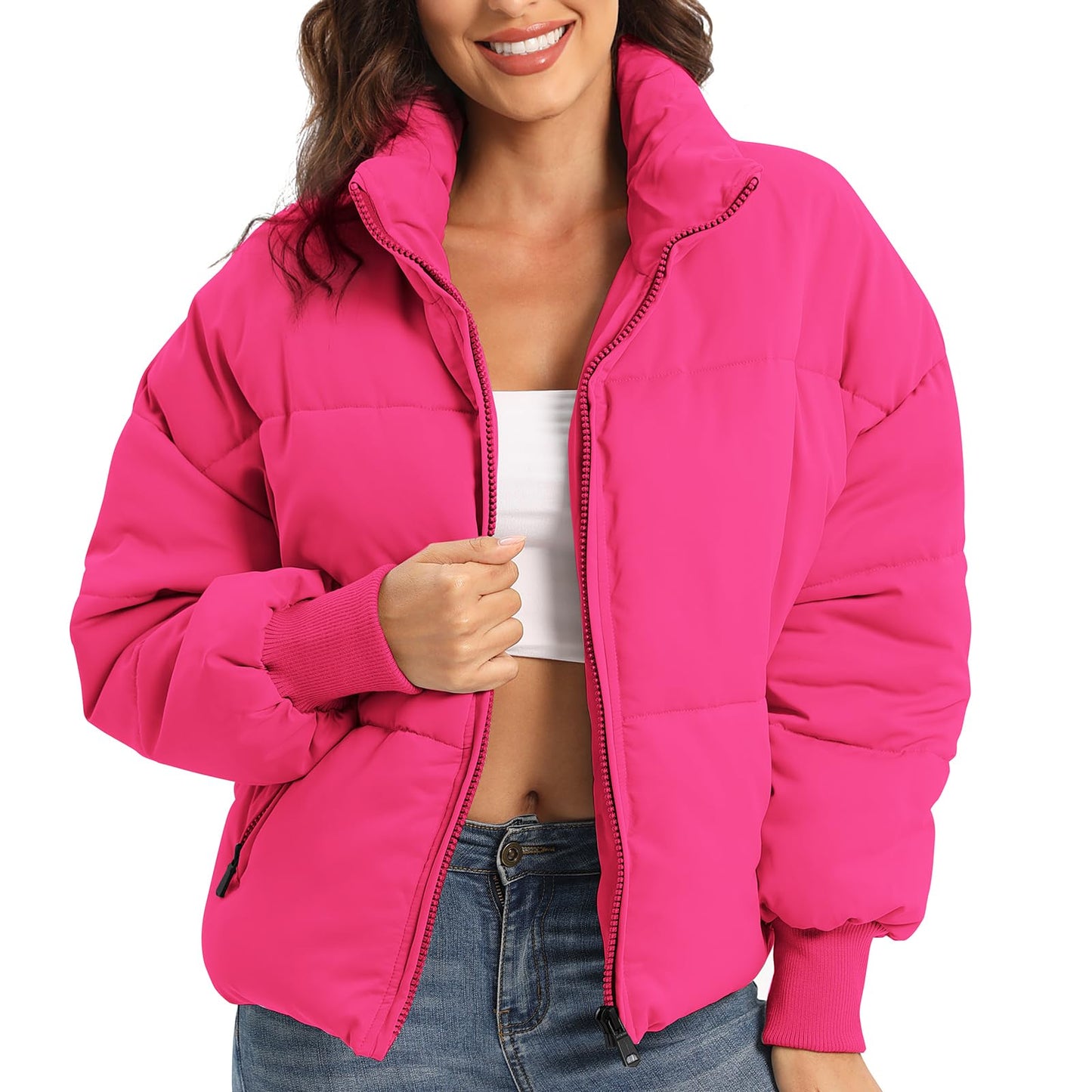 Women’s Winter Baggy Zip Puffer jackets Short Down Jacket Coat