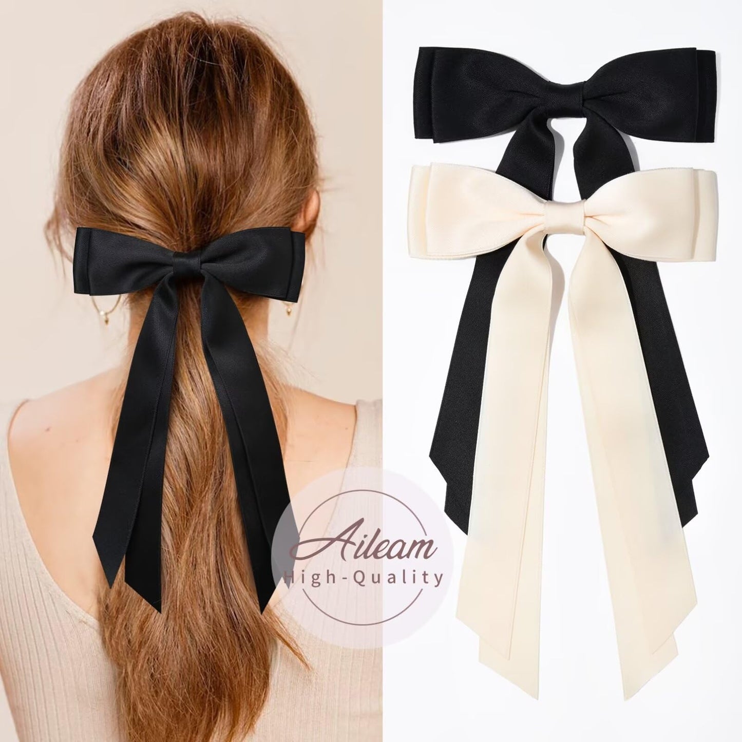 Silky Satin 2PCS Hair Bows Hair Clip - Holder Accessories Slides Metal Clips Hair Bow