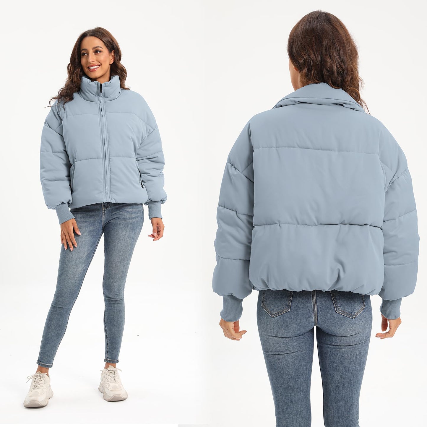 Women’s Winter Baggy Zip Puffer jackets Short Down Jacket Coat