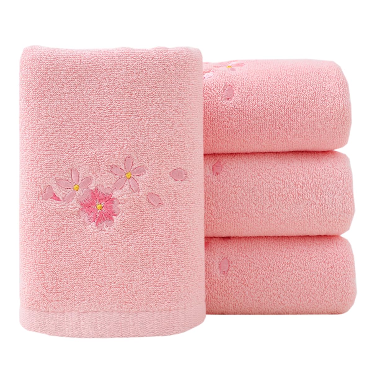 Embroidered Floral Pattern 100% Cotton Absorbent Soft Decorative Towel for Bathroom