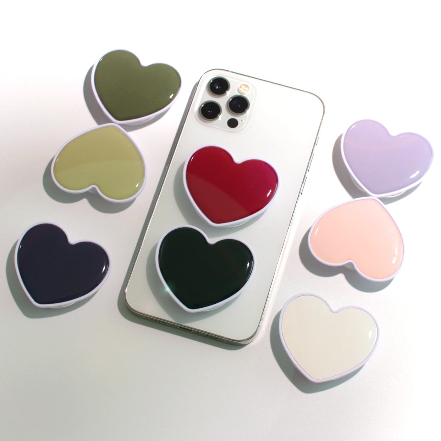 Cute Solid Color Heart Shape Collapsible Mobile Phone Grip Stand Holder for Smartphone Tablet Cell Phone Accessory