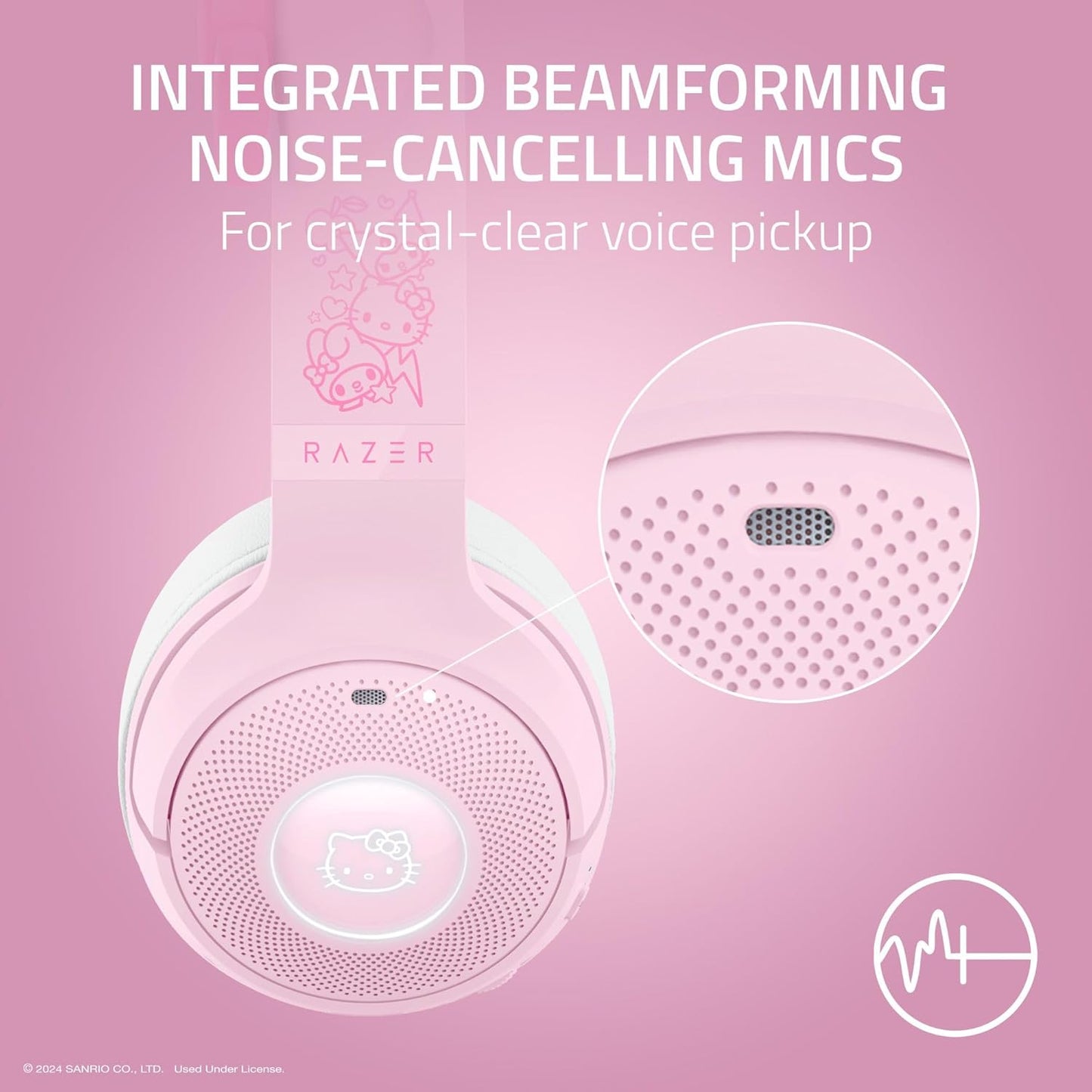 Hello Kitty & Friends Edition V2 BT Wireless RGB Headset: Chroma RGB - Bluetooth 5.2-40 mm Drivers - Noise-Cancelling Mics - Lightweight - 40 Hr Battery w/Type C Charging