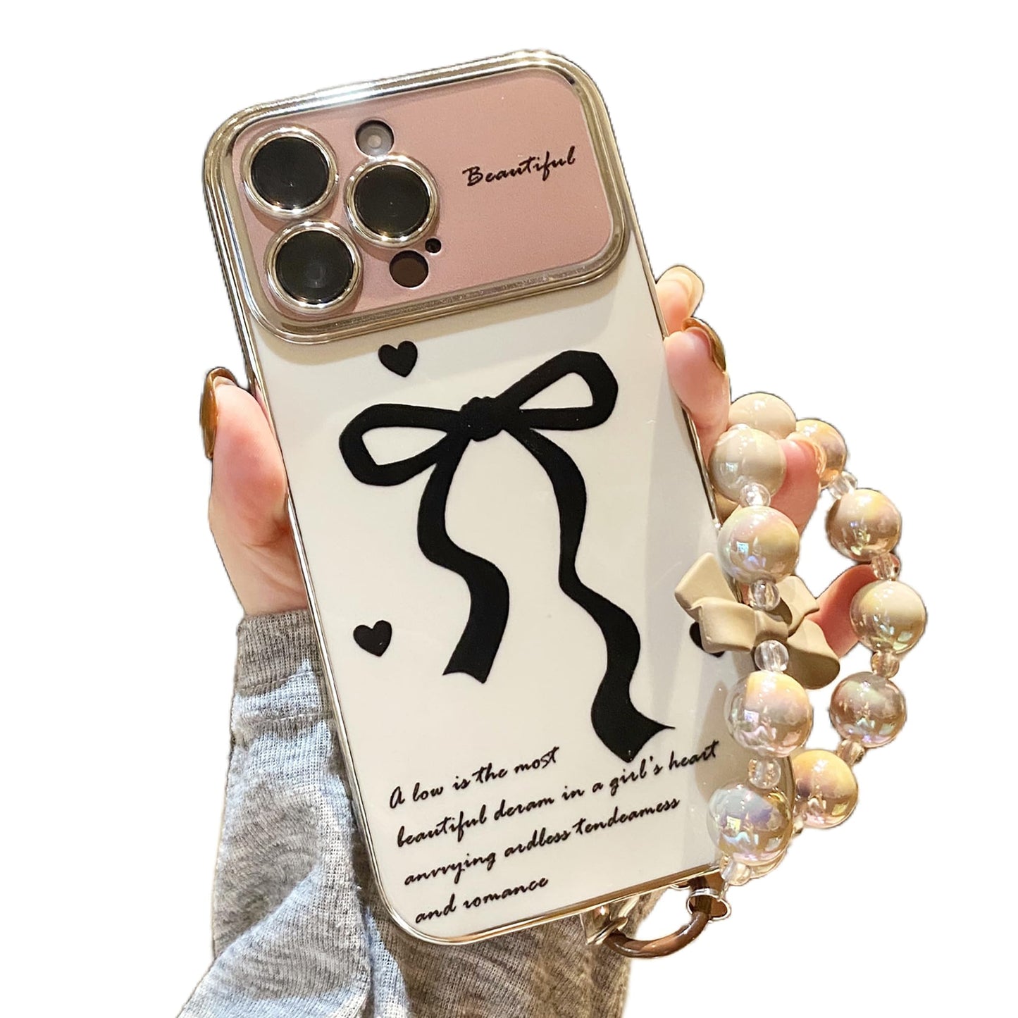 Cute Aesthetic Pattern Case Compatible with iPhone with Wrist Strap Design