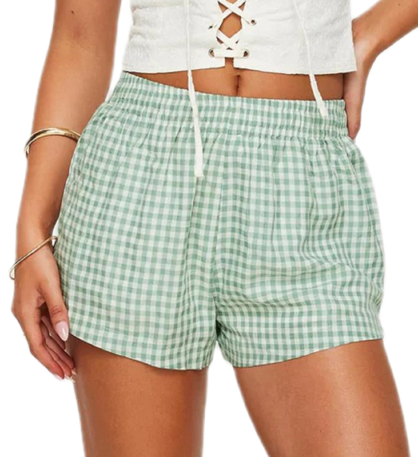 Gingham Cute Pajamas Shorts l Bottoms Elastic Boxers