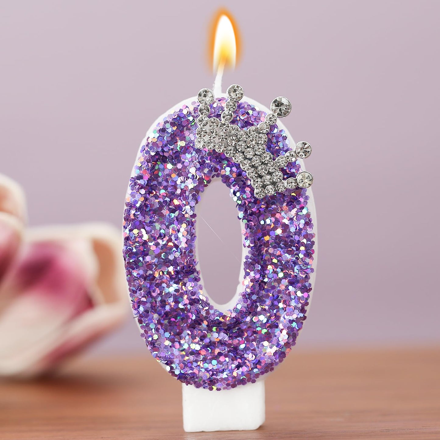 Glitter Birthday Number Candles, Crown Birthday Candles for Cake