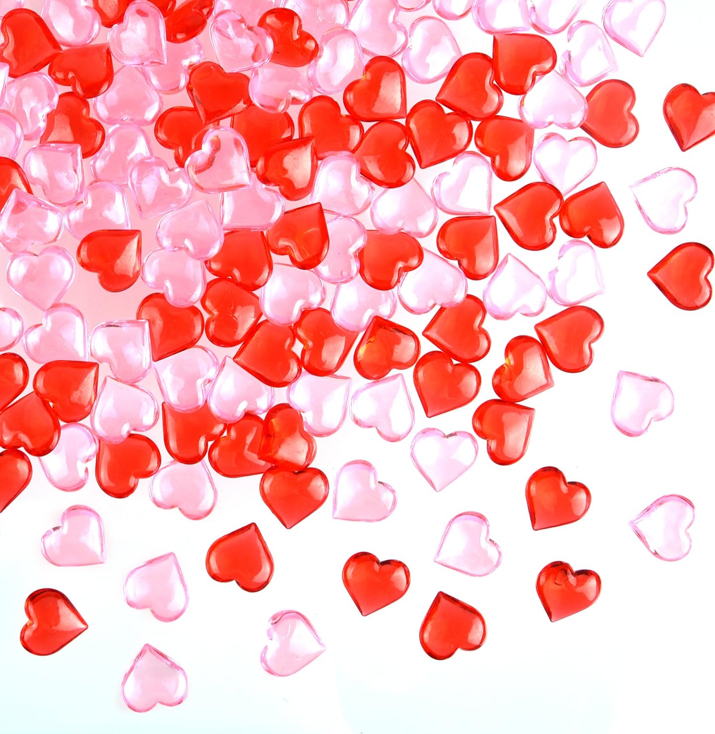 Red and Pink Acrylic Heart Shaped Gems for Valentine's Day and Wedding Decorations 210-Piece