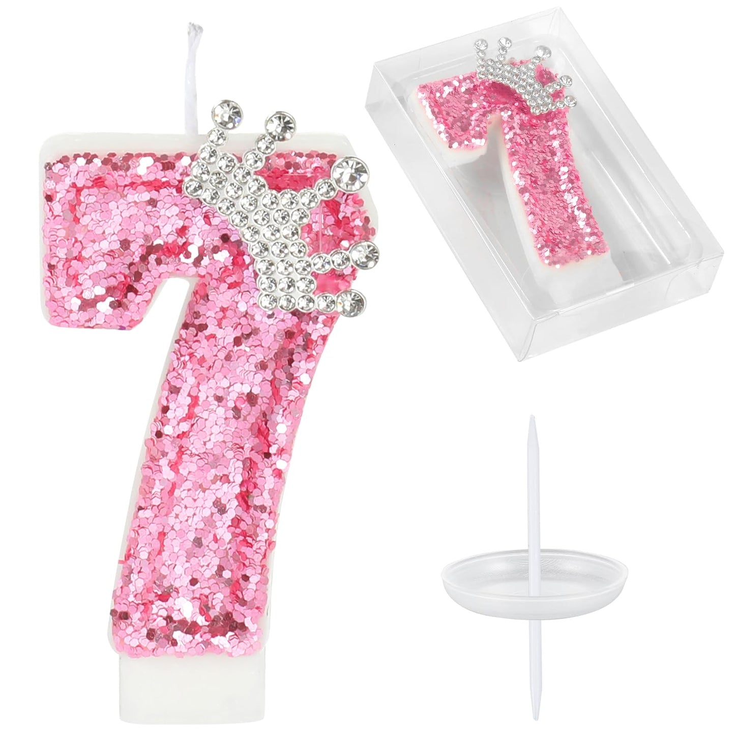 Glitter Birthday Number Candles, Crown Birthday Candles for Cake